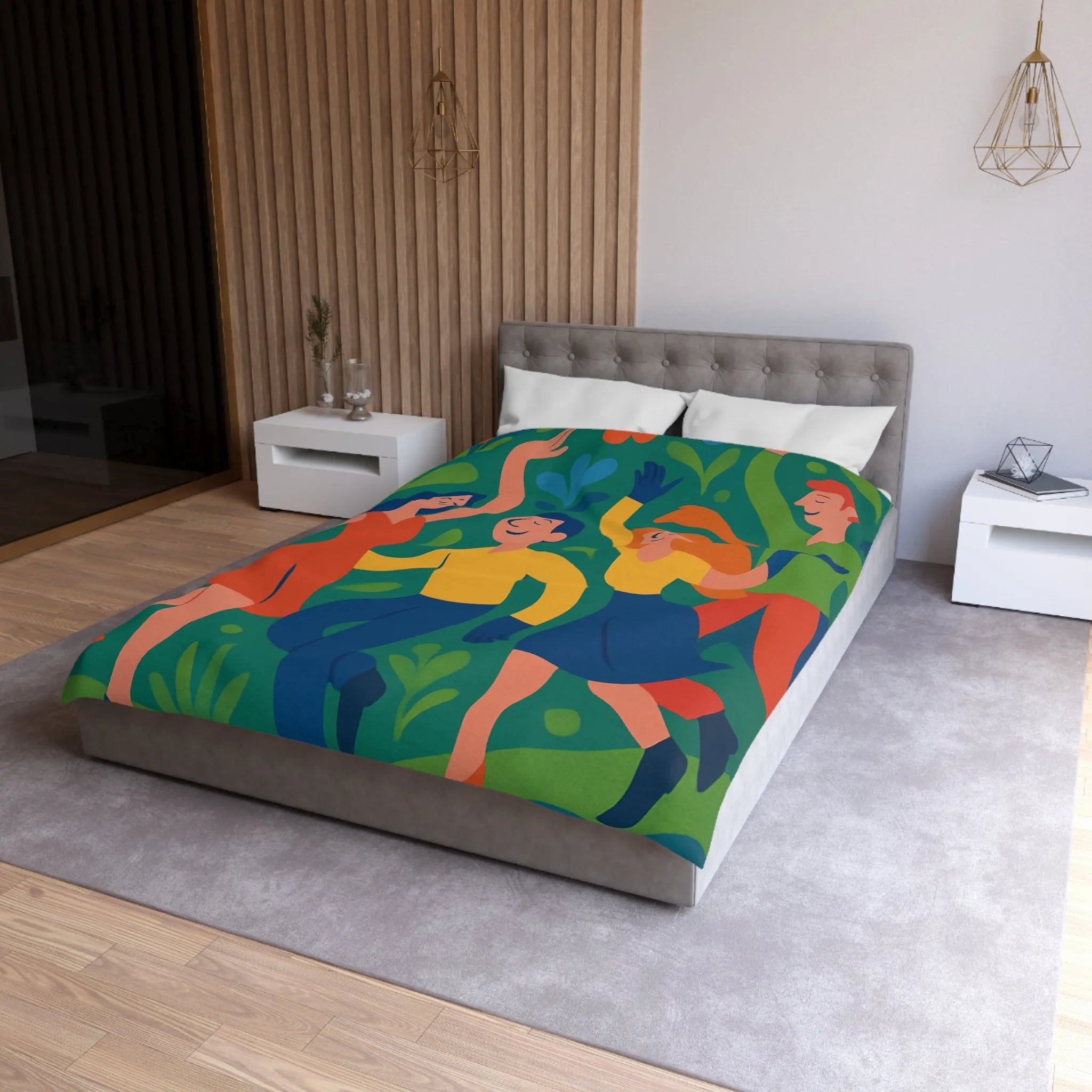 Housse de Couette Colorée Inspirée par la Danse et la Nature avec Fleurs Animées