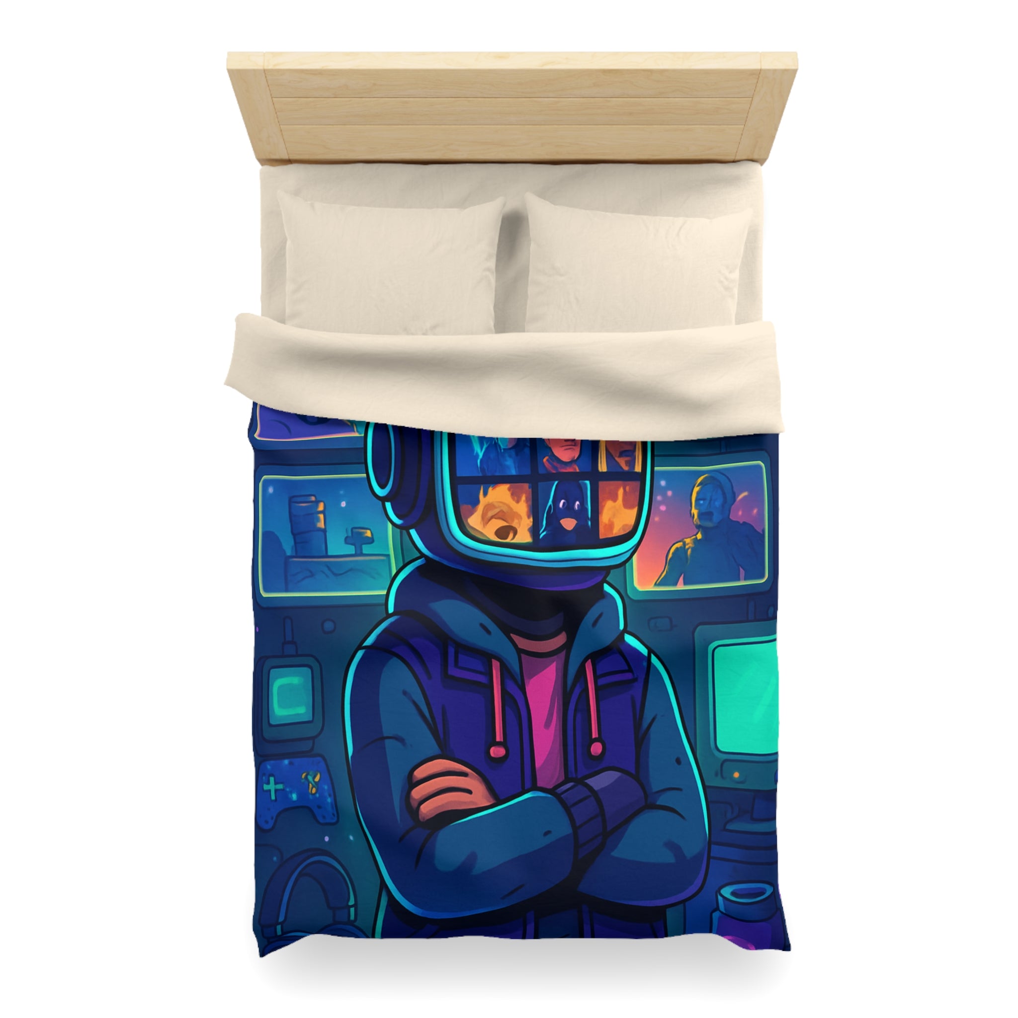 Plongée En Épopée Virtuelle Avec Dessins Animés Futuristes Pour Housse De Couette