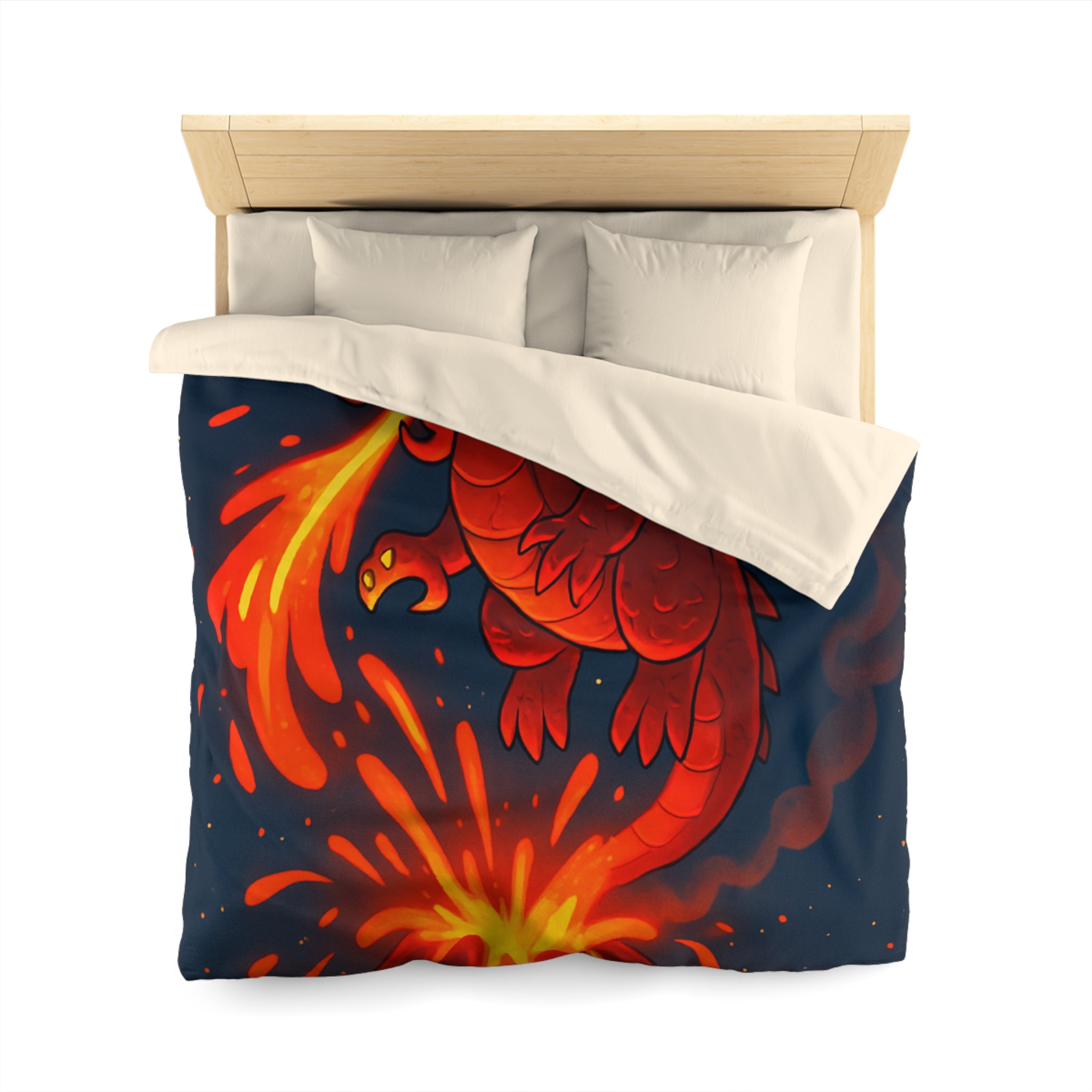 Intense Housse Dragon Rouge Feu Volcanique Ambiance Nocturne Idéale pour Chambre Fantasy