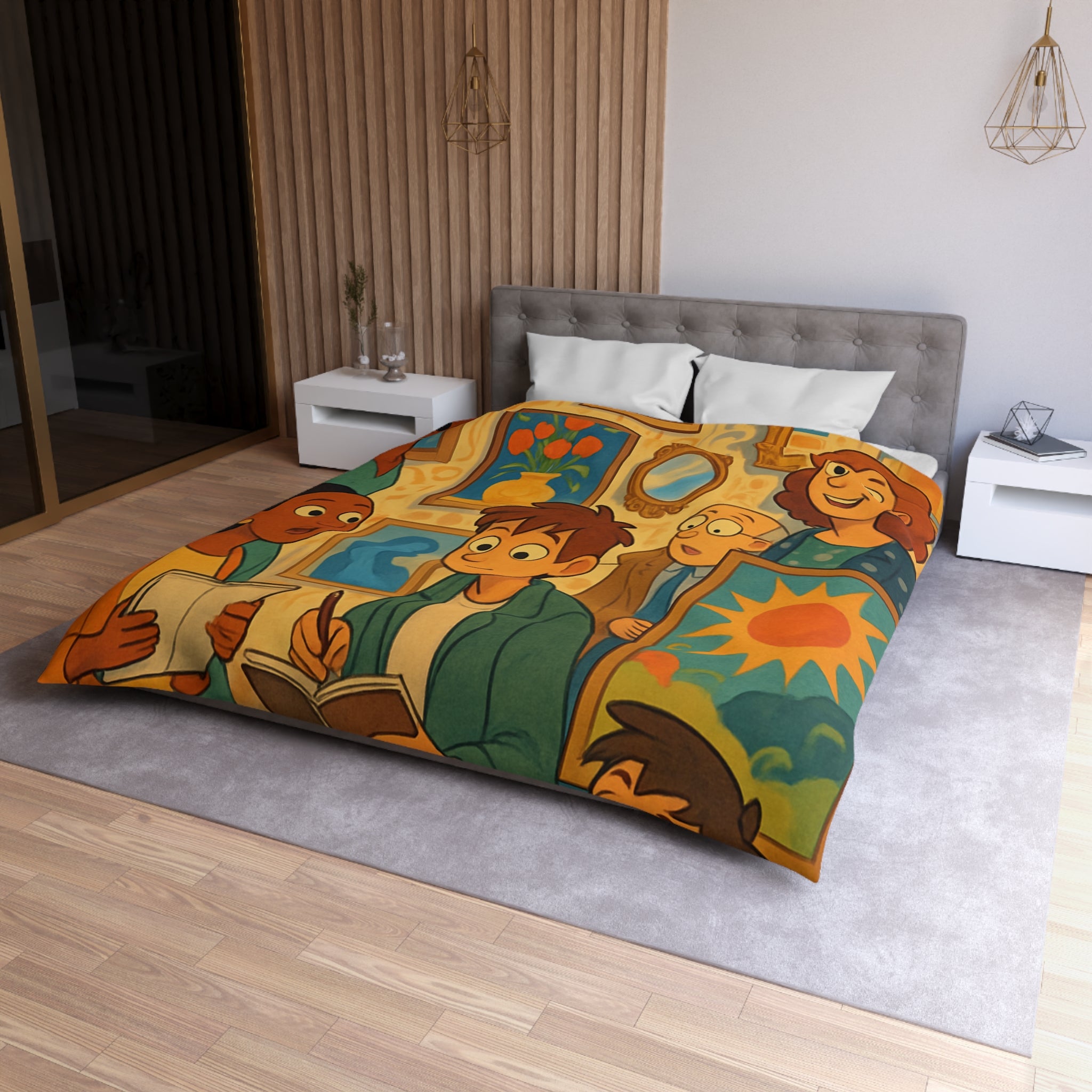 Housse de Couette Microfibre Design Artistique Moderne Décoration Chambre Confort Premium