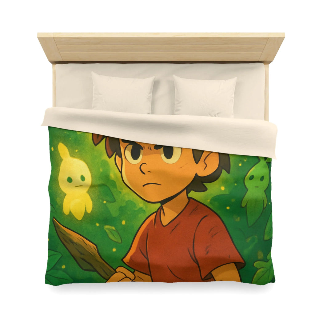 Housse de Couette Forêt Enchantée Enfant avec Créatures Lumineuses et Thème Aventure