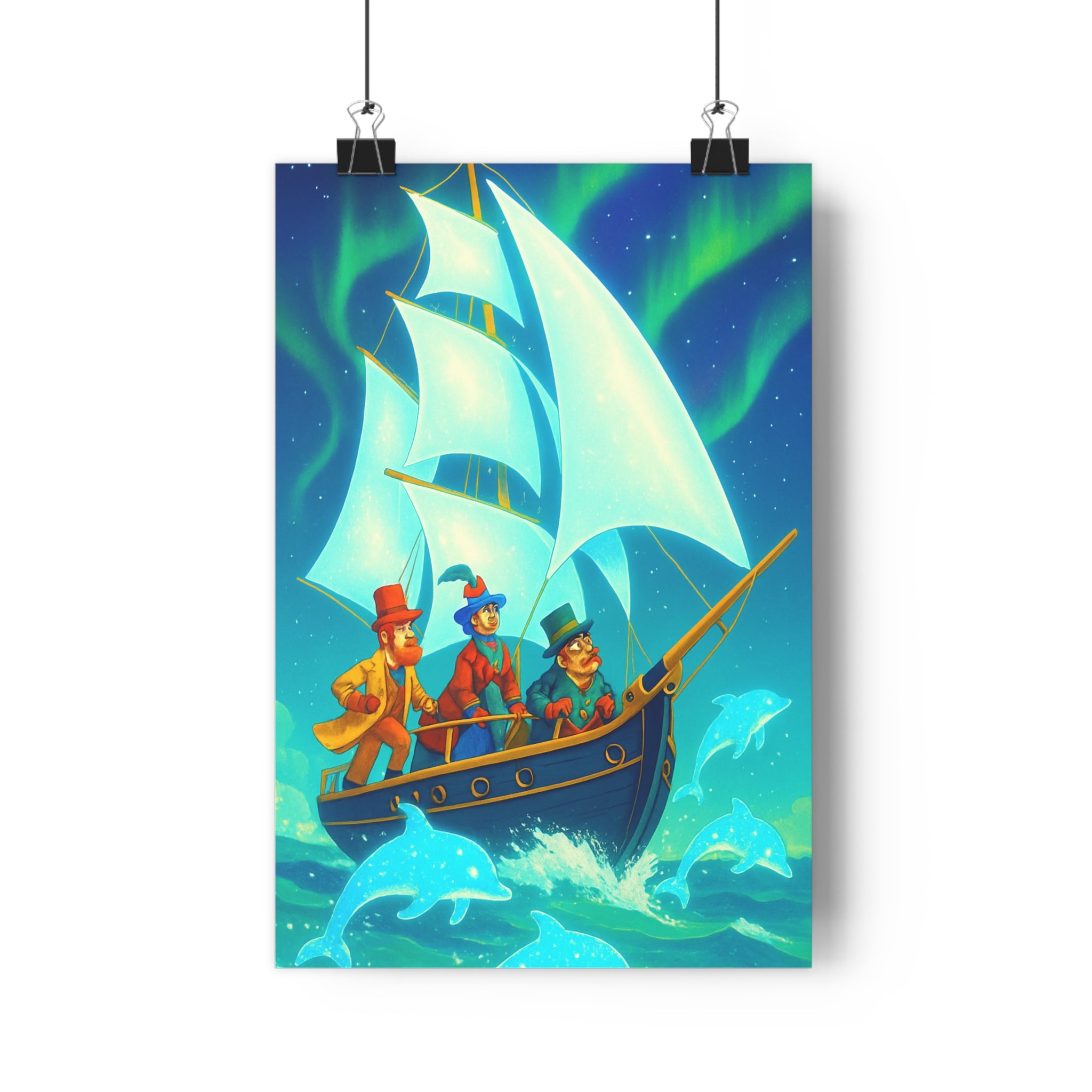 Poster décoratif cartoon bleu vert aventure joyeux salon chambre enfant vibrant dynamique format 30x46