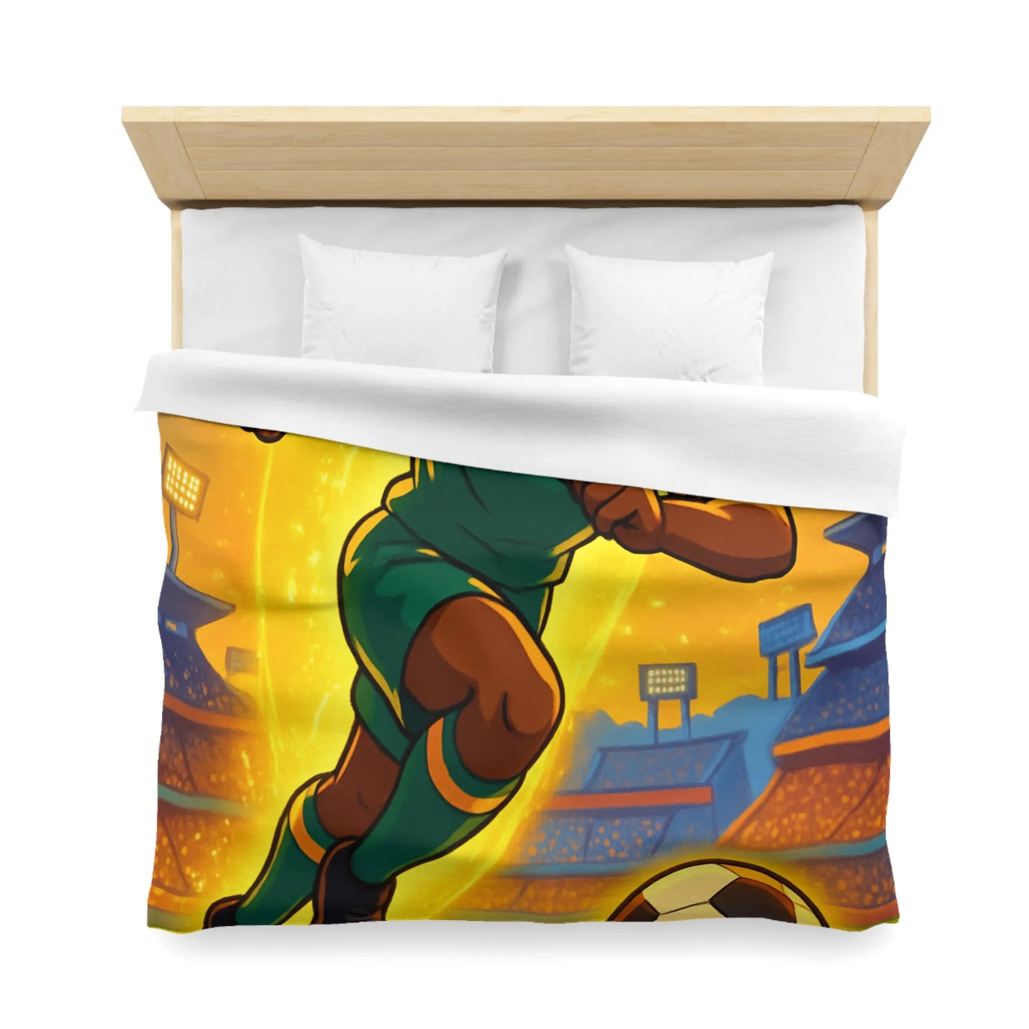 Housse de Couette Inspirée Footballeur Dessin Animé Dynamique pour Chambre de Supporter Passionné