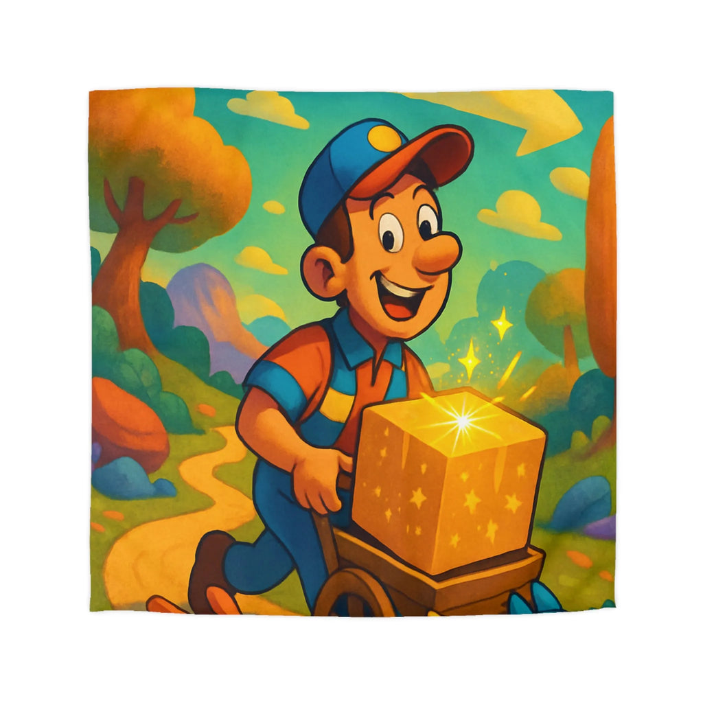 Housse de Couette Colorée avec Paysage Magique et Animaux Joyeux pour Enfants