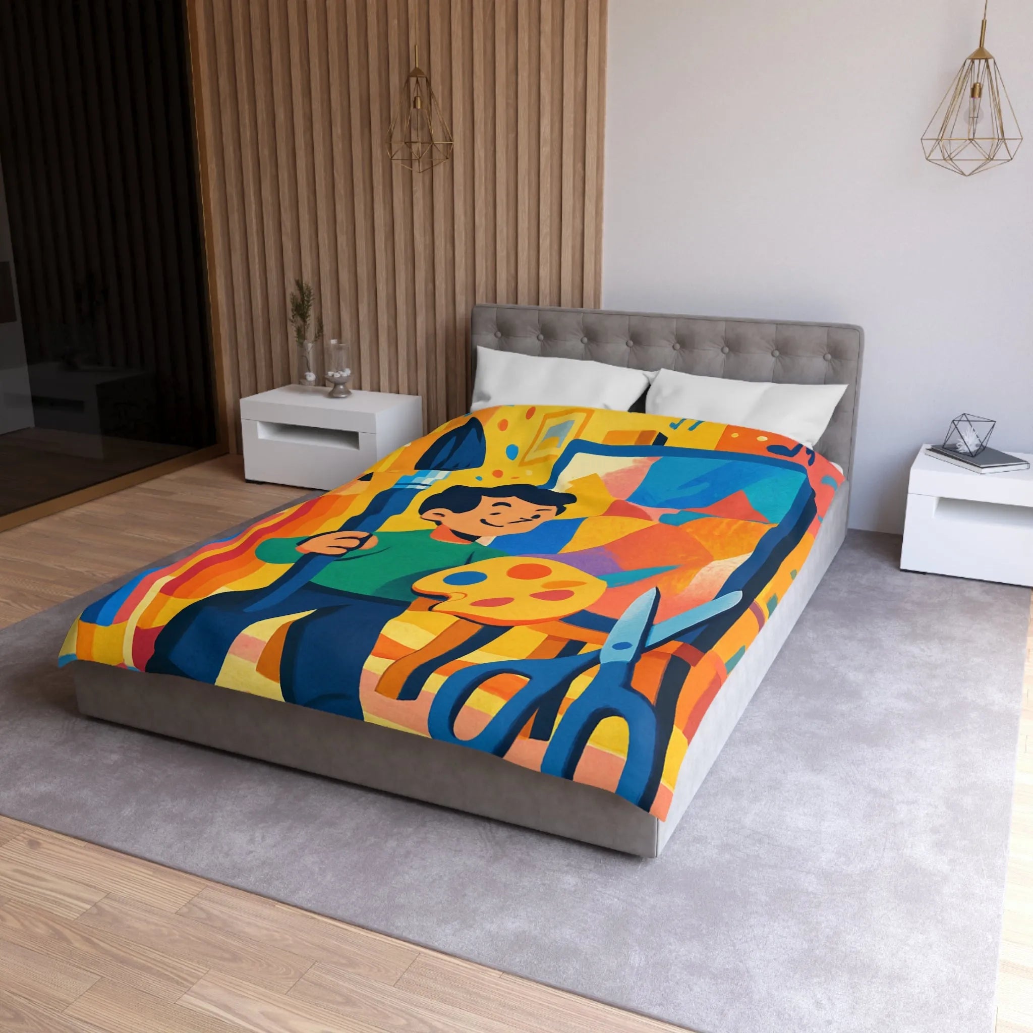 Housse de couette colorée avec motif artistique vibrante pour chambres créatives et dynamiques