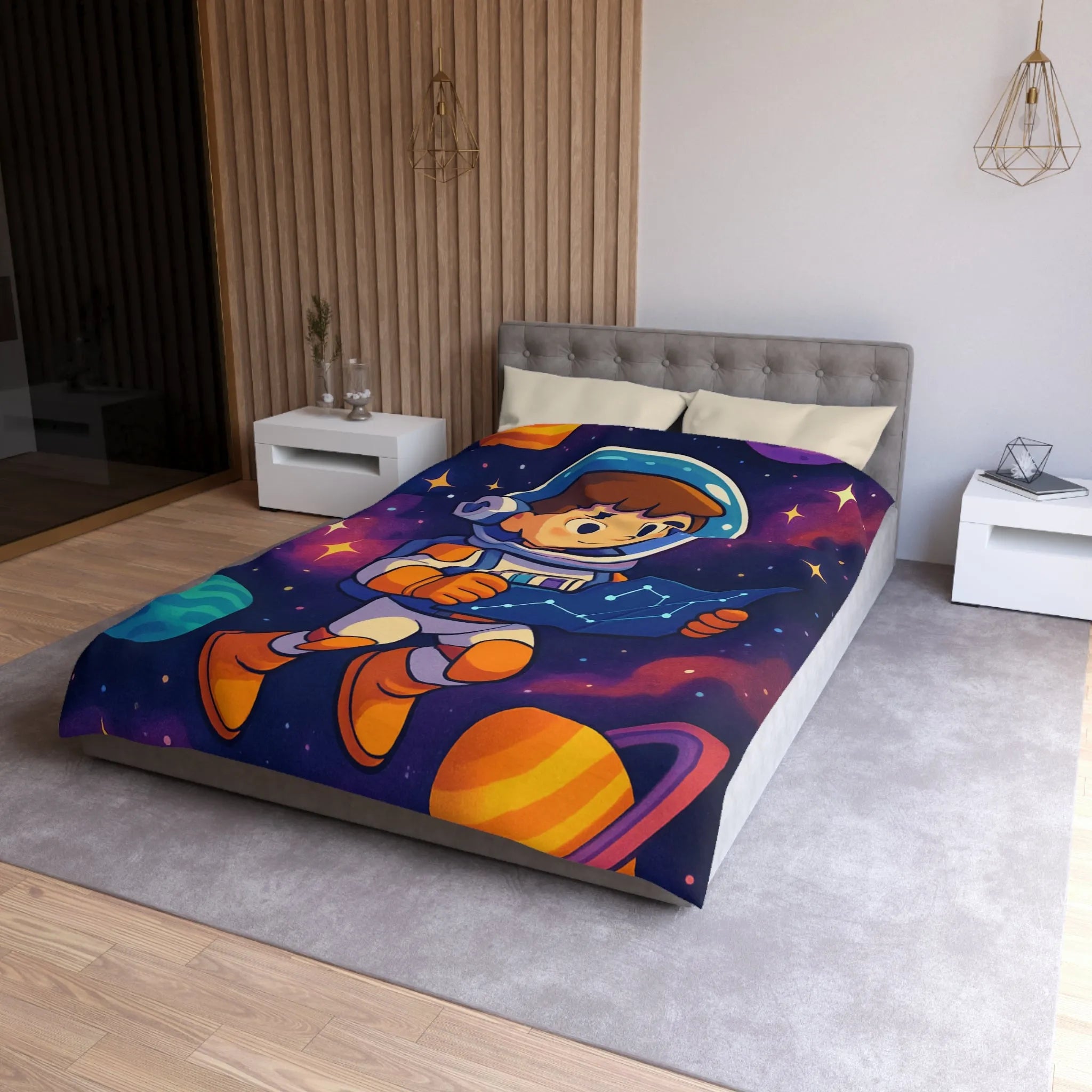 Explorez l'Espace avec un Jeune Astronaute et Planètes Colorées sur Votre Linge