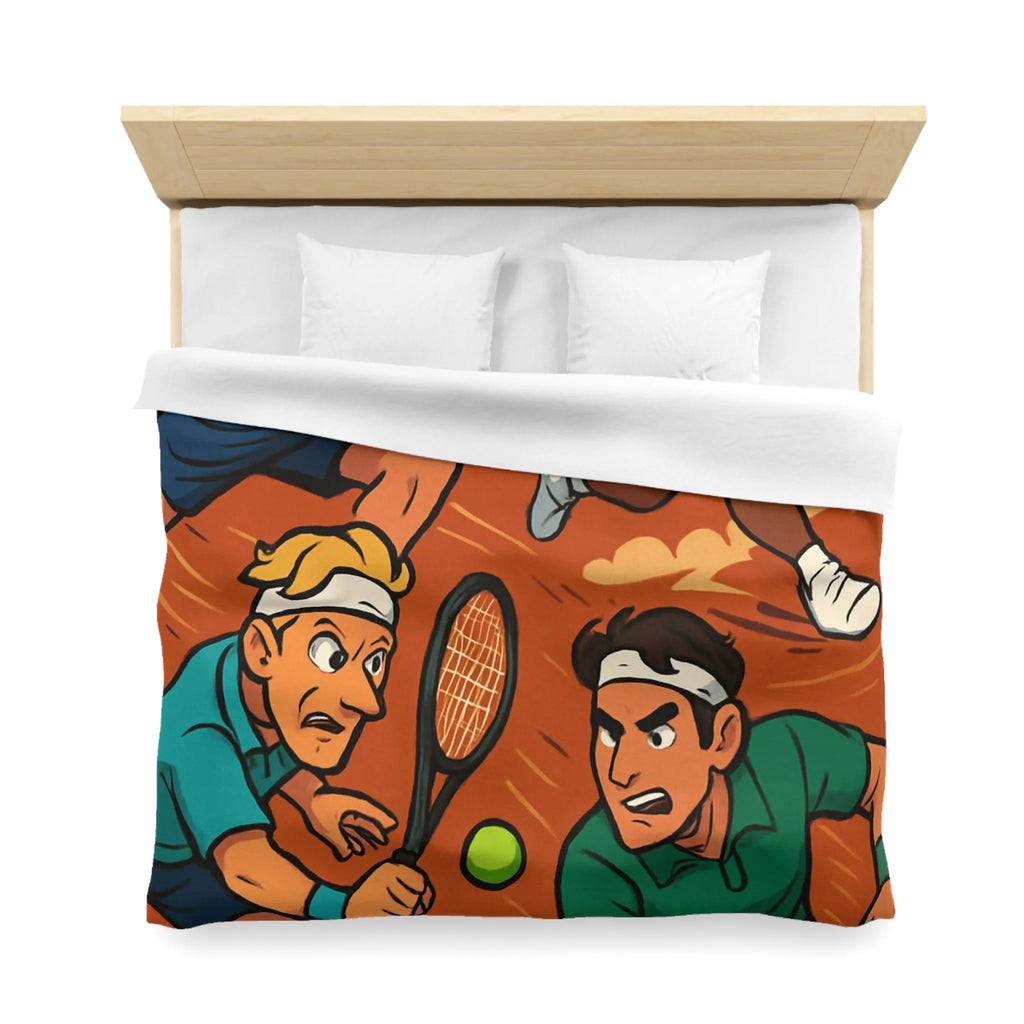 Housse de couette dynamique de tennis avec joueurs animés et fond terre battue
