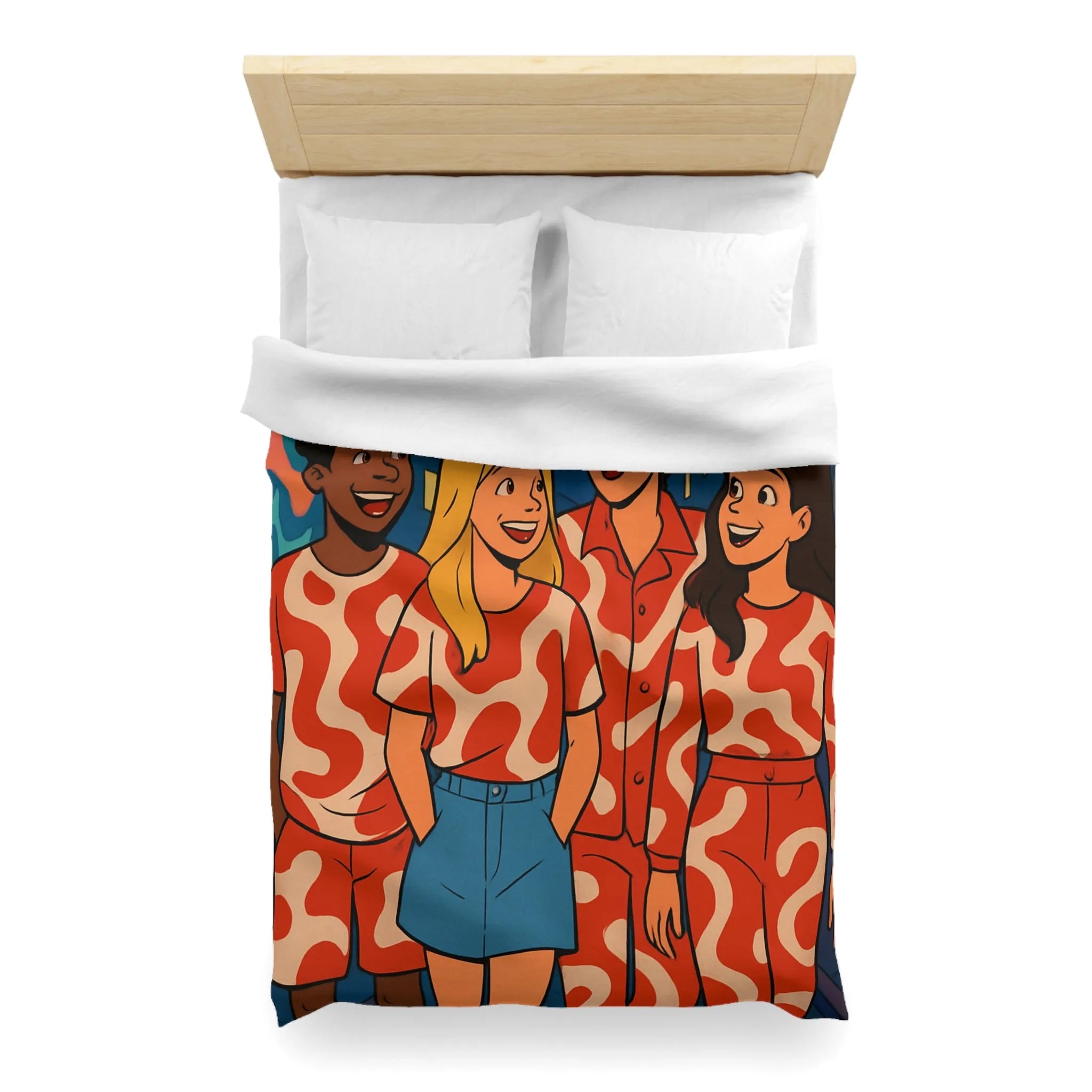 Housse de couette colorée avec design graphique enroulant style moderne pour chambre urbaine