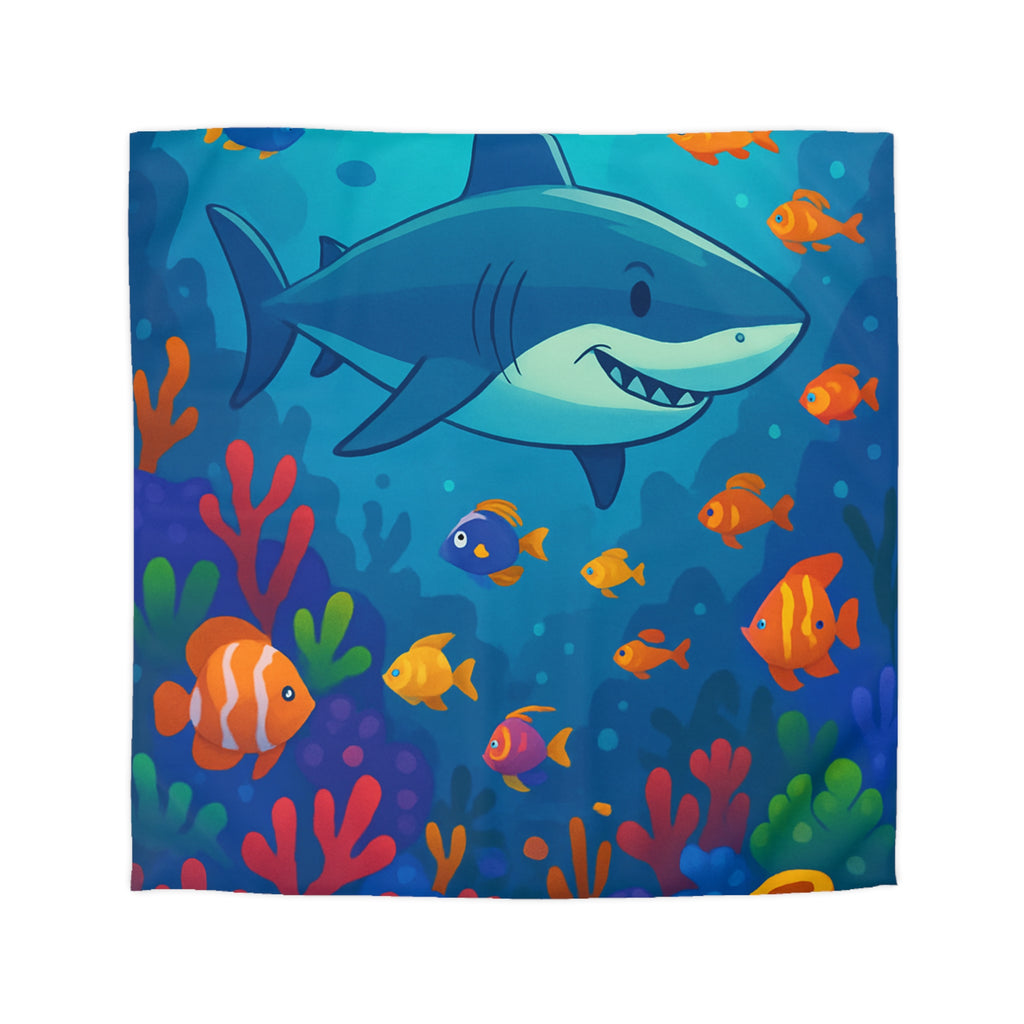 Housse de Couette Océan Coloré avec Requin et Poissons Tropicaux Pour Enfants