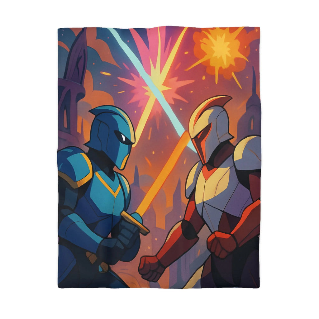 Épique scène de duel au sabre laser dans un paysage intergalactique coloré et artistique