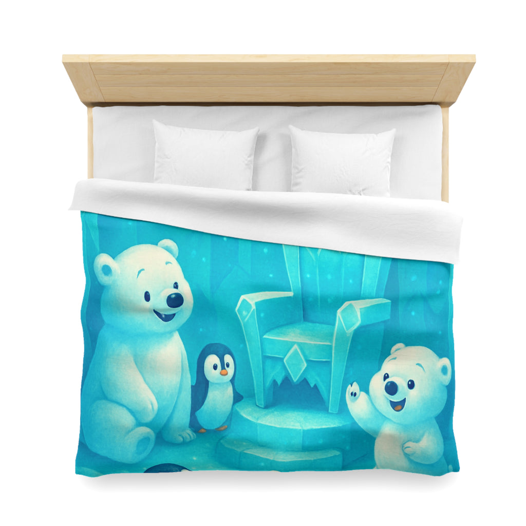 Housse de couette polaire avec ours et pingouins dans royaume glacial féerique