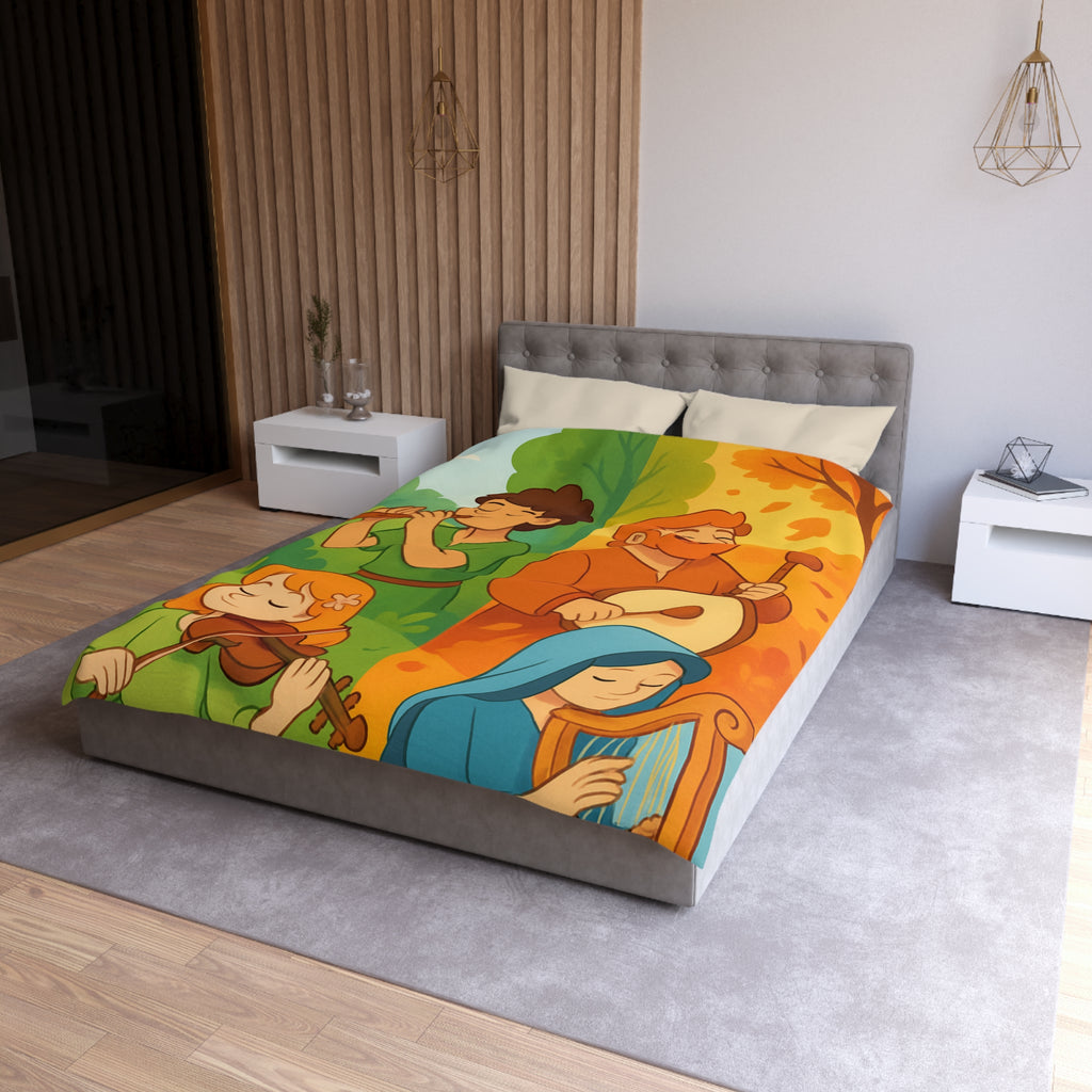 Housse de Couette Musique des Quatre Saisons Harpe Violon Tambour Flûte Enchanteur