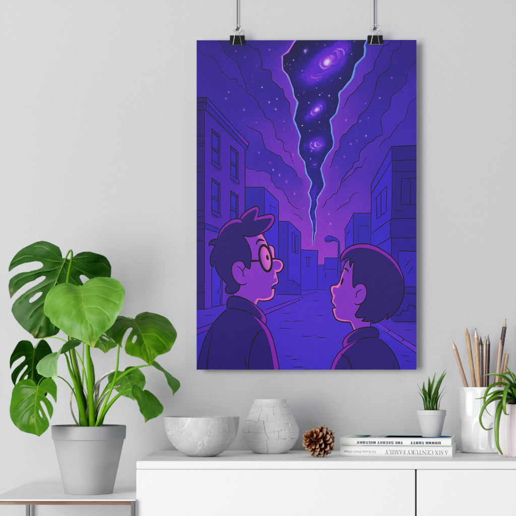 Poster décoratif moderne anime violet bleu mystère cosmos chambre bureau ambiance urbaine fascinant 30x46