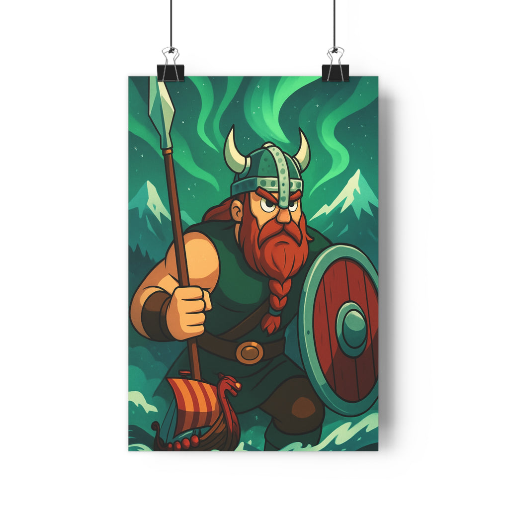 Poster décoratif épique nordique vert bleu aventure salon chambre mystérieux guerrier qualité premium unique