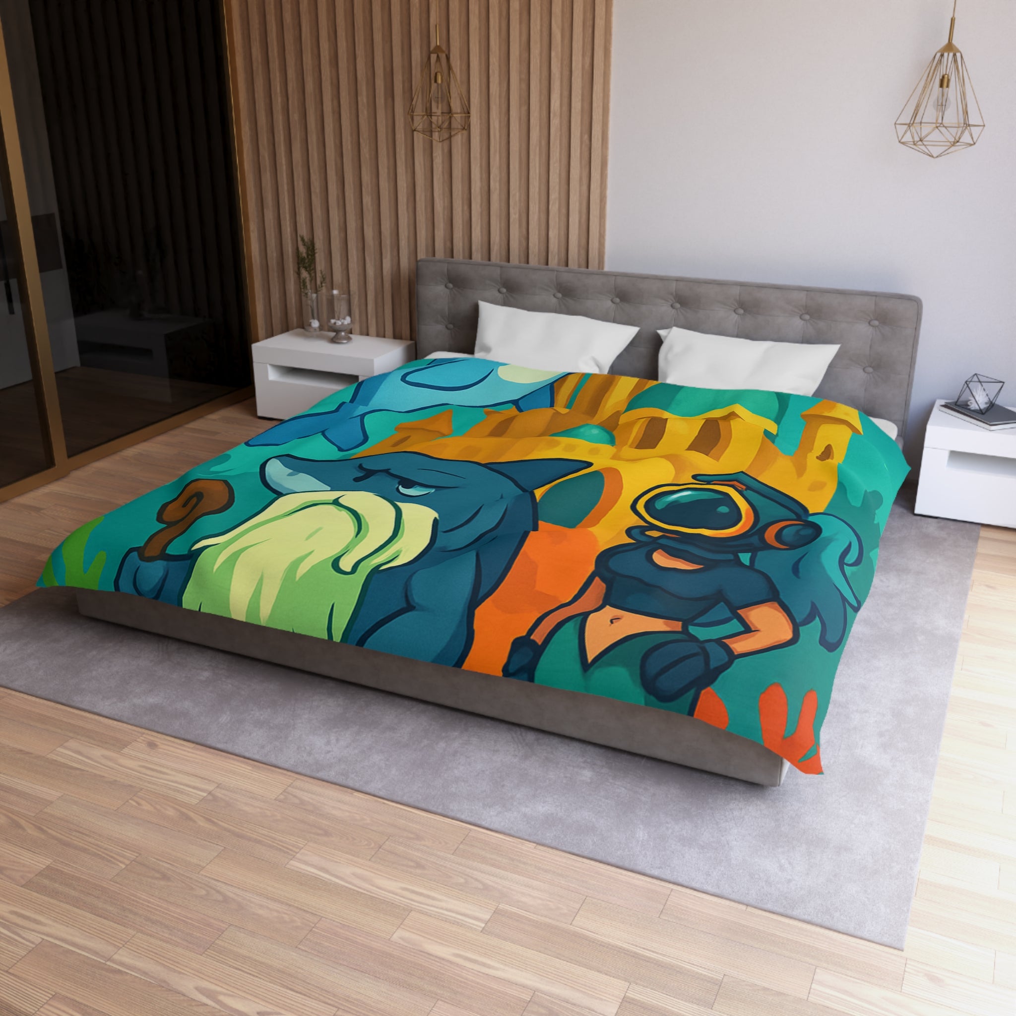 Housse de Couette Microfibre Création Artistique Moderne Design Exclusif Décoration Chambre