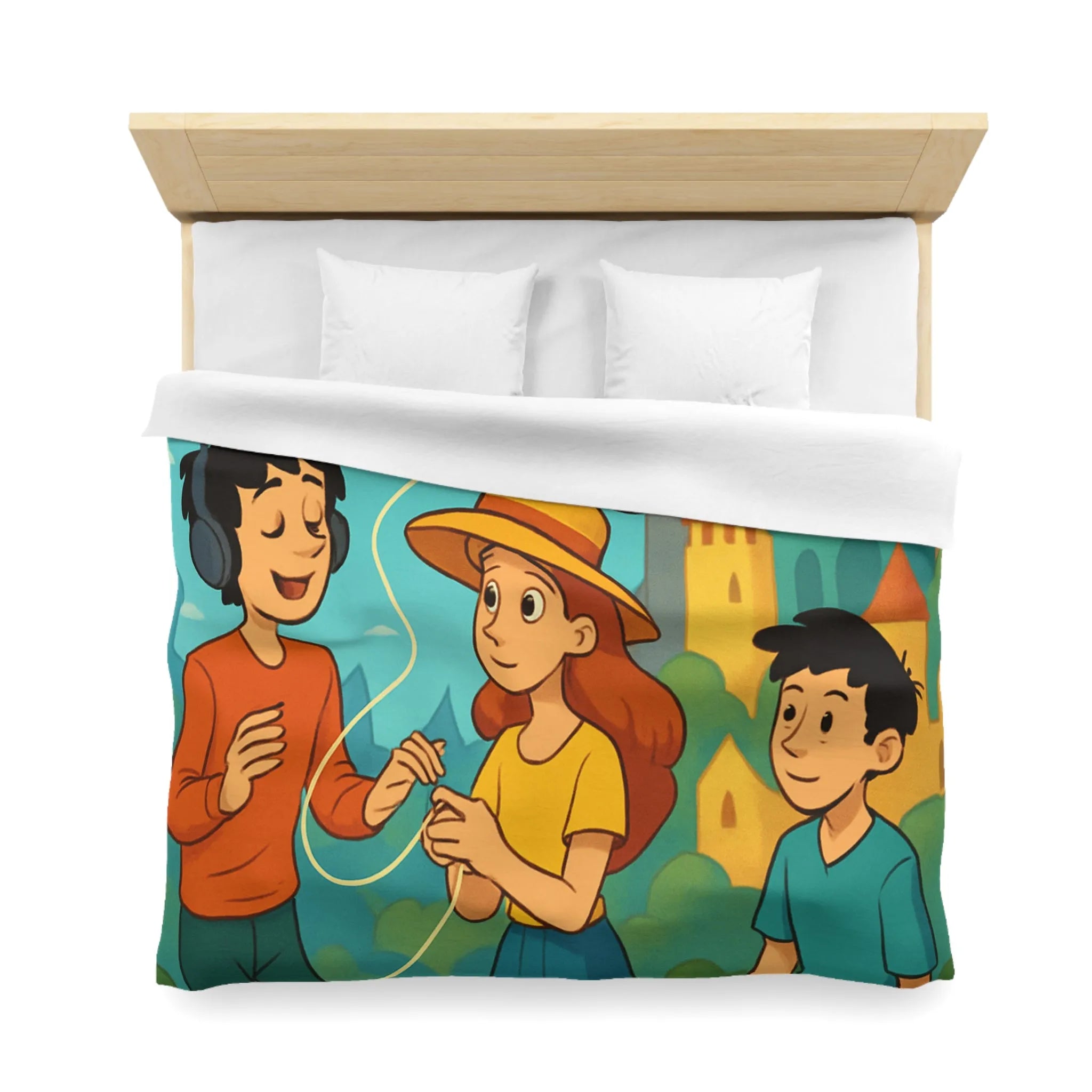 Contes Enchantés: Douce Mélodie et Château Coloré sur Housse de Couette Enfant