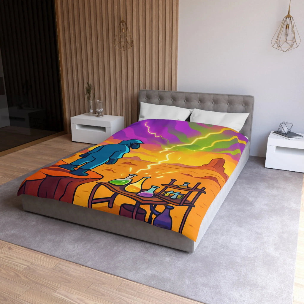 Housse de couette ciel extraterrestre arc-en-ciel avec scientifique et installations chimiques