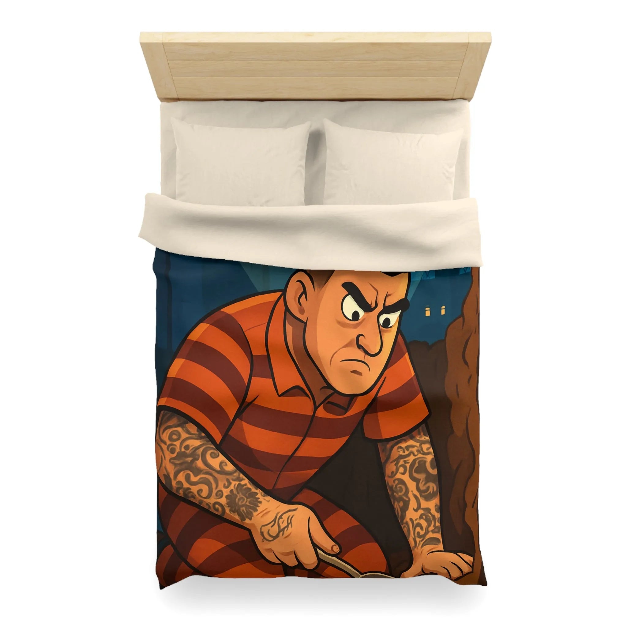 Housse de couette avec illustration d'évasion nocturne audacieuse pleine lune et tatouages