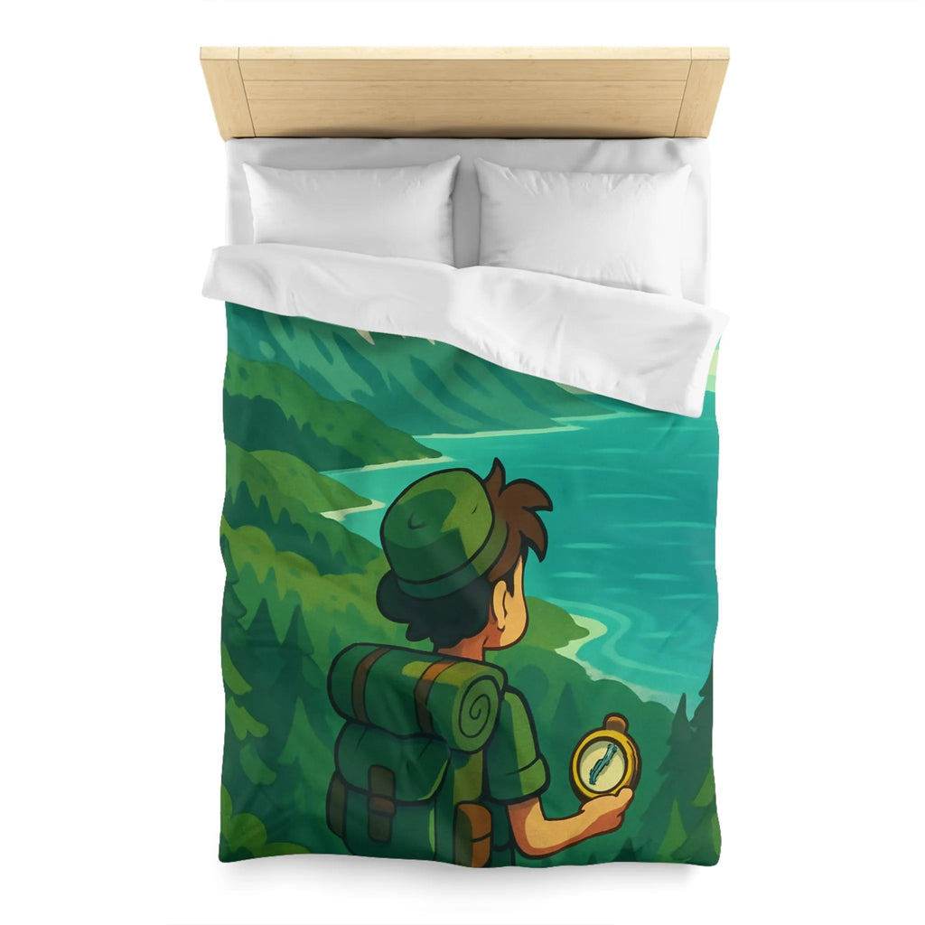 Aventure en montagne pour une housse de couette nature et voyageur contemplatif