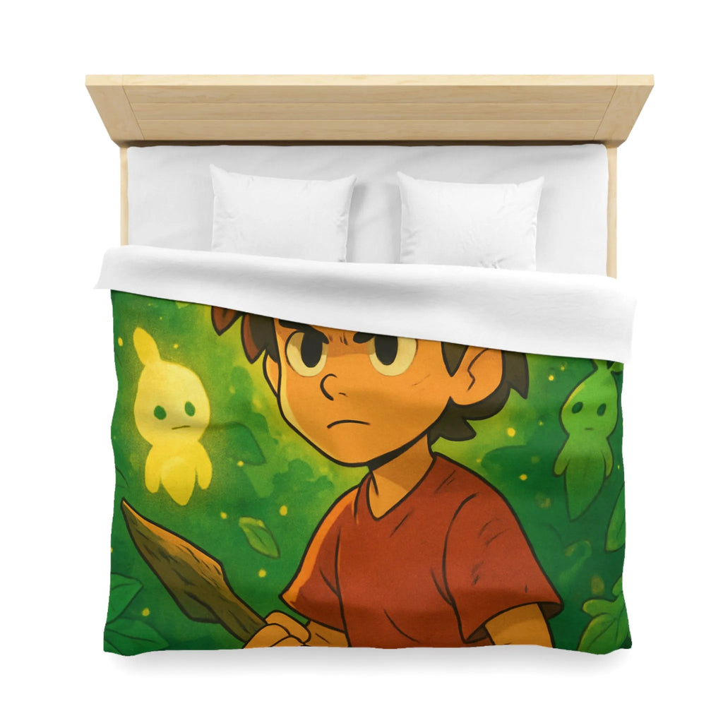 Housse de Couette Forêt Enchantée Enfant avec Créatures Lumineuses et Thème Aventure