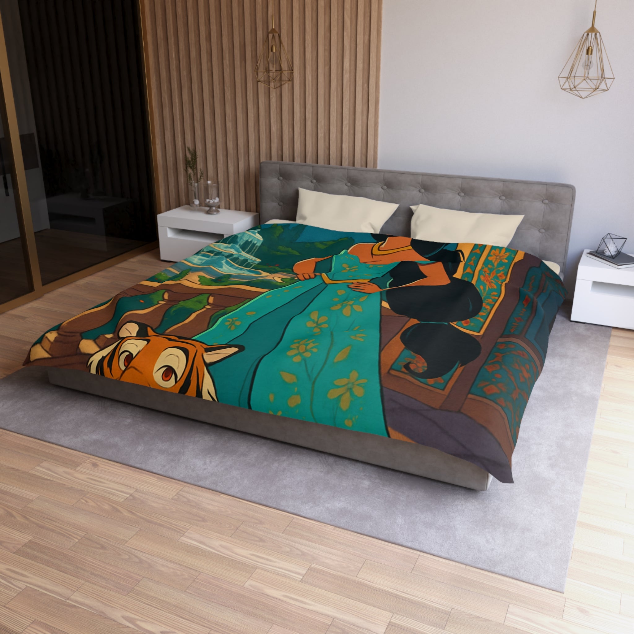 Housse de Couette Microfibre Motif Créatif Original Style Contemporain Chambre Élégante