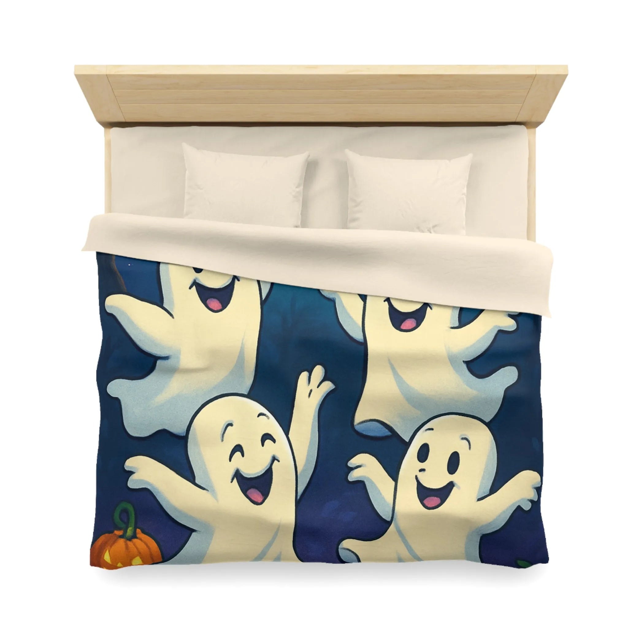 Housse de couette fantaisie avec esprits dansants sous lune et chauves-souris effrayantes