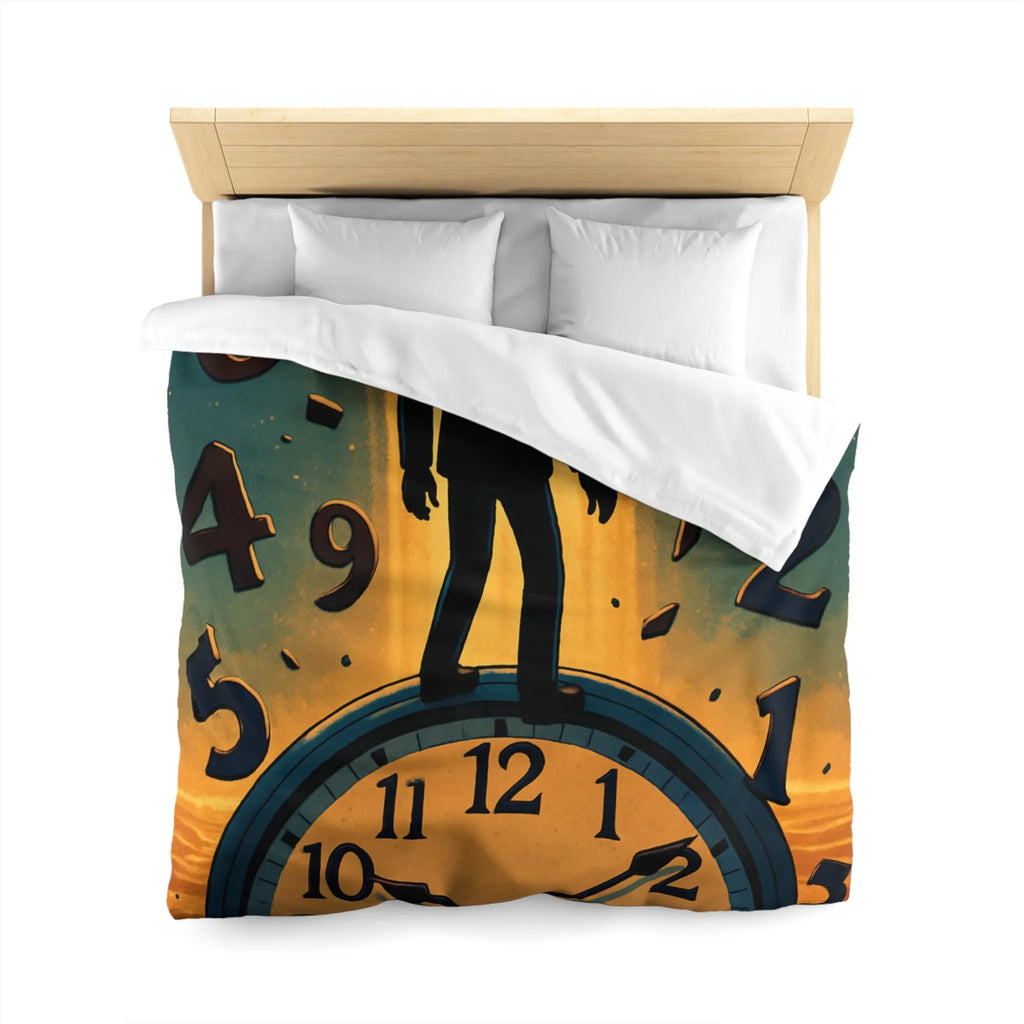 Housse de couette avec horloge mystique et voyageur des rêves en noir