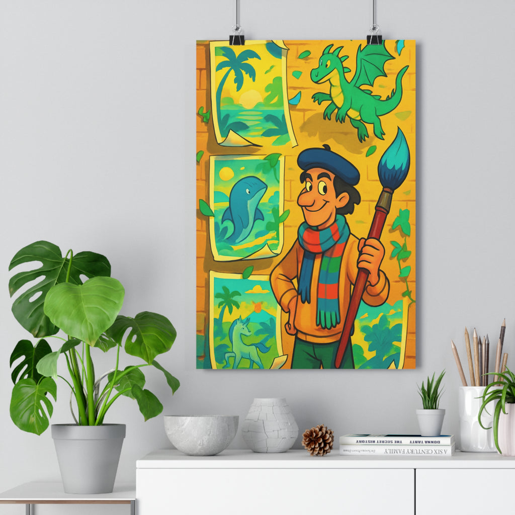 Poster décoratif cartoon coloré joyeux salon chambre artiste créatif moderne enfant art ambiance tropique