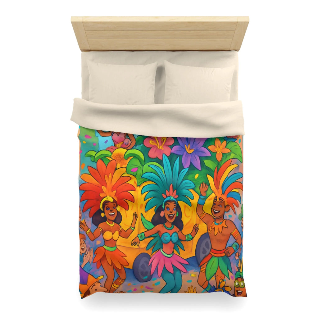 Housse de couette colorée avec danseurs et fleurs inspirée d'un carnaval tropical festif