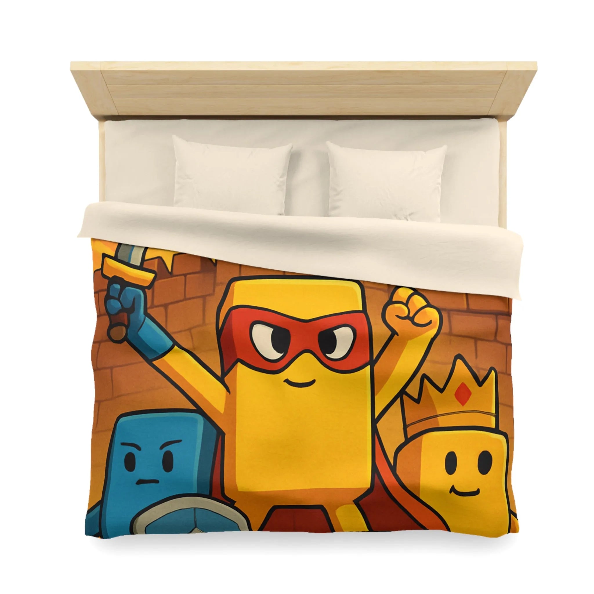 Housse de couette colorée avec personnages géométriques stylisés pour chambre d'enfant