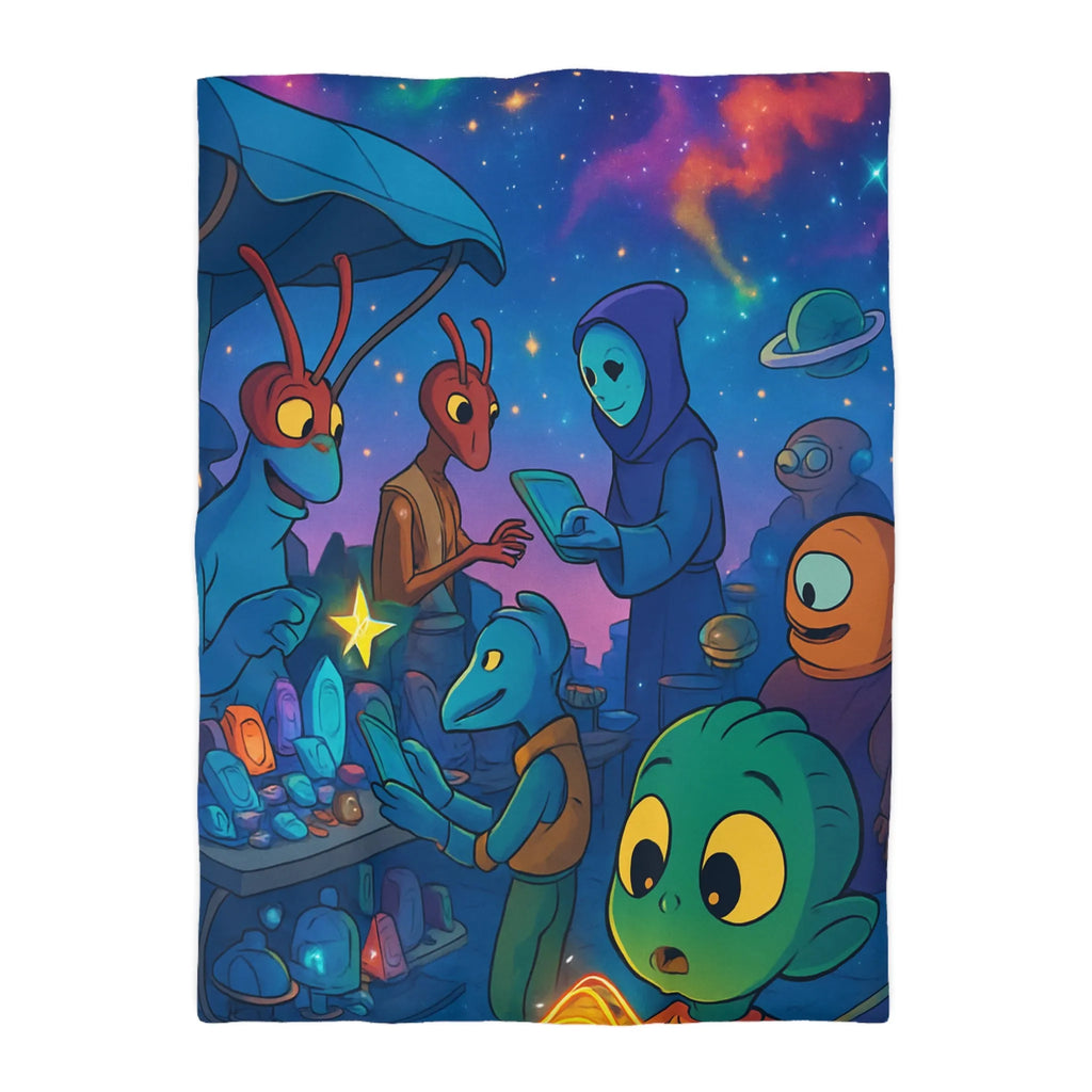 Explorez un Marché Cosmique avec des Créatures Extraterrestres et Pierres Lumineuses Éblouissantes