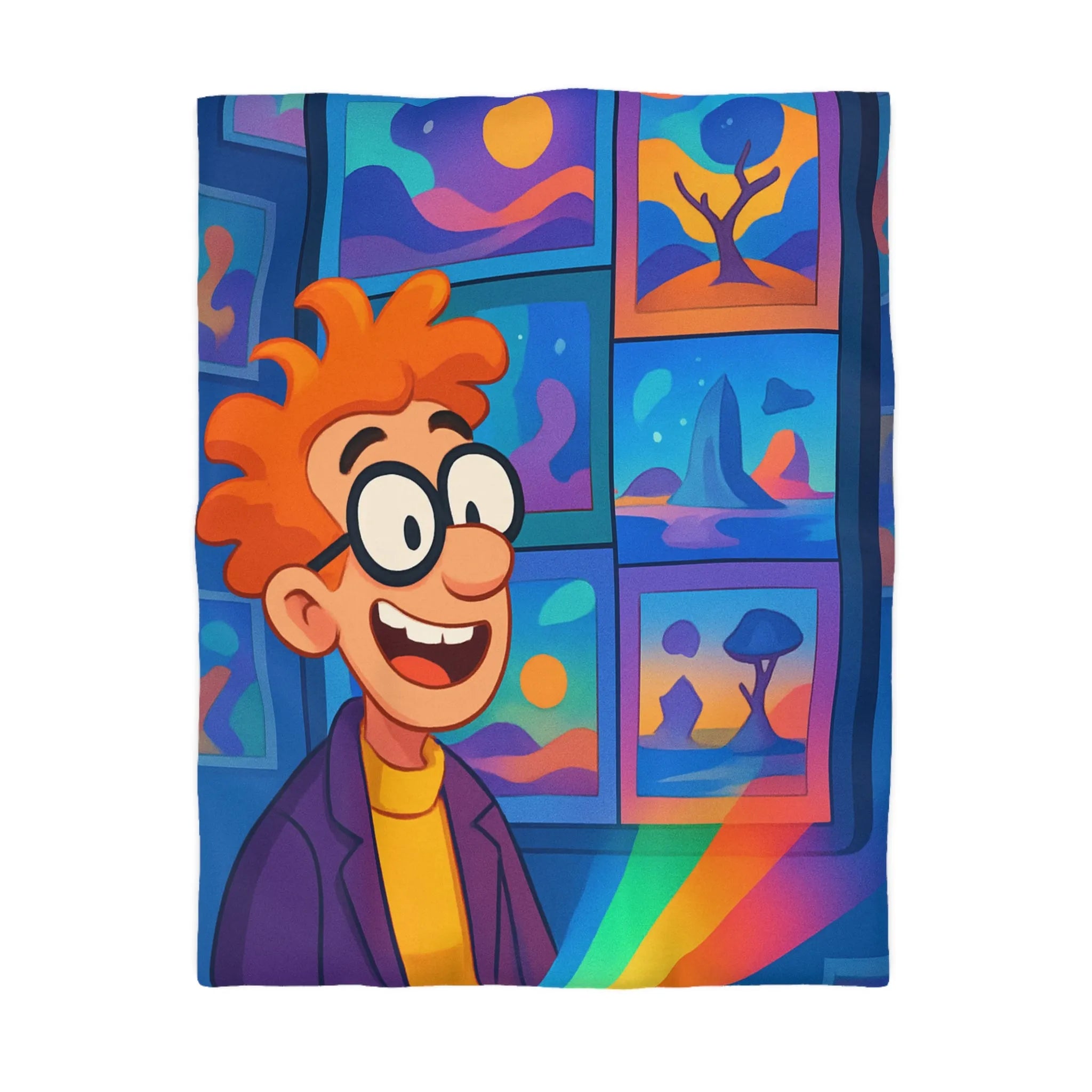 Housse de Couette Colorée avec Arbres et Paysages Surréalistes pour une Chambre Moderne