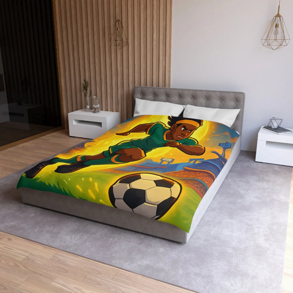 Housse de Couette Inspirée Footballeur Dessin Animé Dynamique pour Chambre de Supporter Passionné