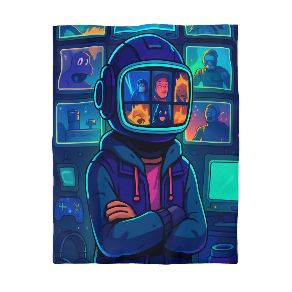Plongée En Épopée Virtuelle Avec Dessins Animés Futuristes Pour Housse De Couette