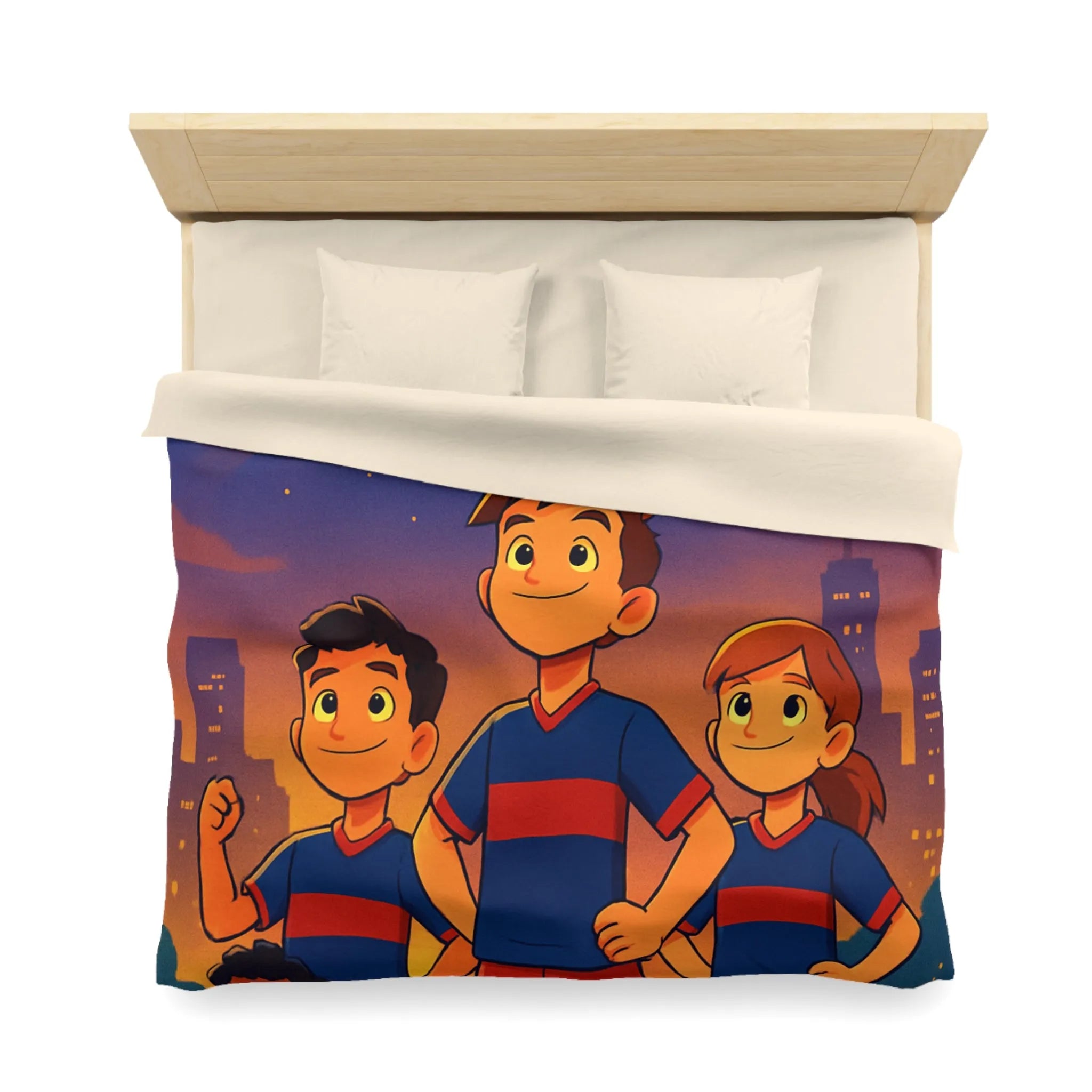Housse de Couette Enfants avec Équipe de Football et Ballon Étoilé en Soirée