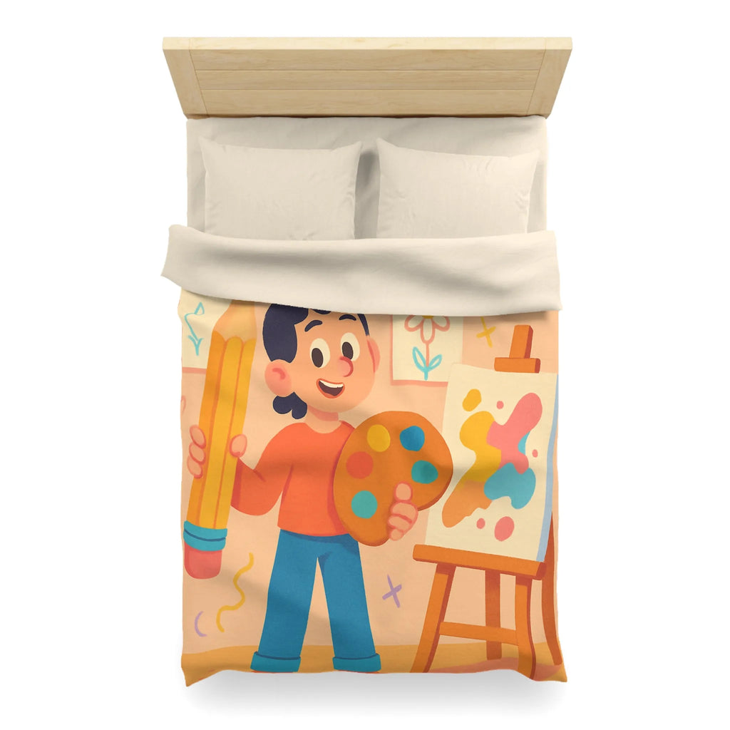 Housse de couette colorée avec motif créatif d'artiste joyeux pour chambre moderne