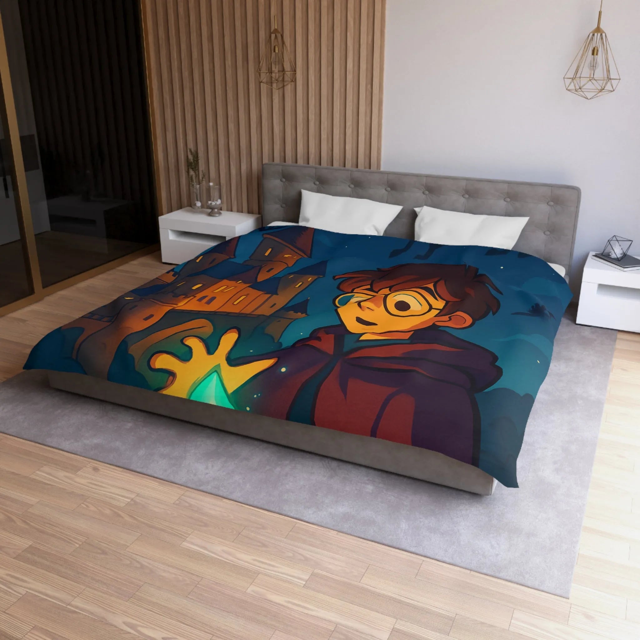 Housse de Couette Microfibre Art Graphique Contemporain Style Décoratif Chambre Tendance