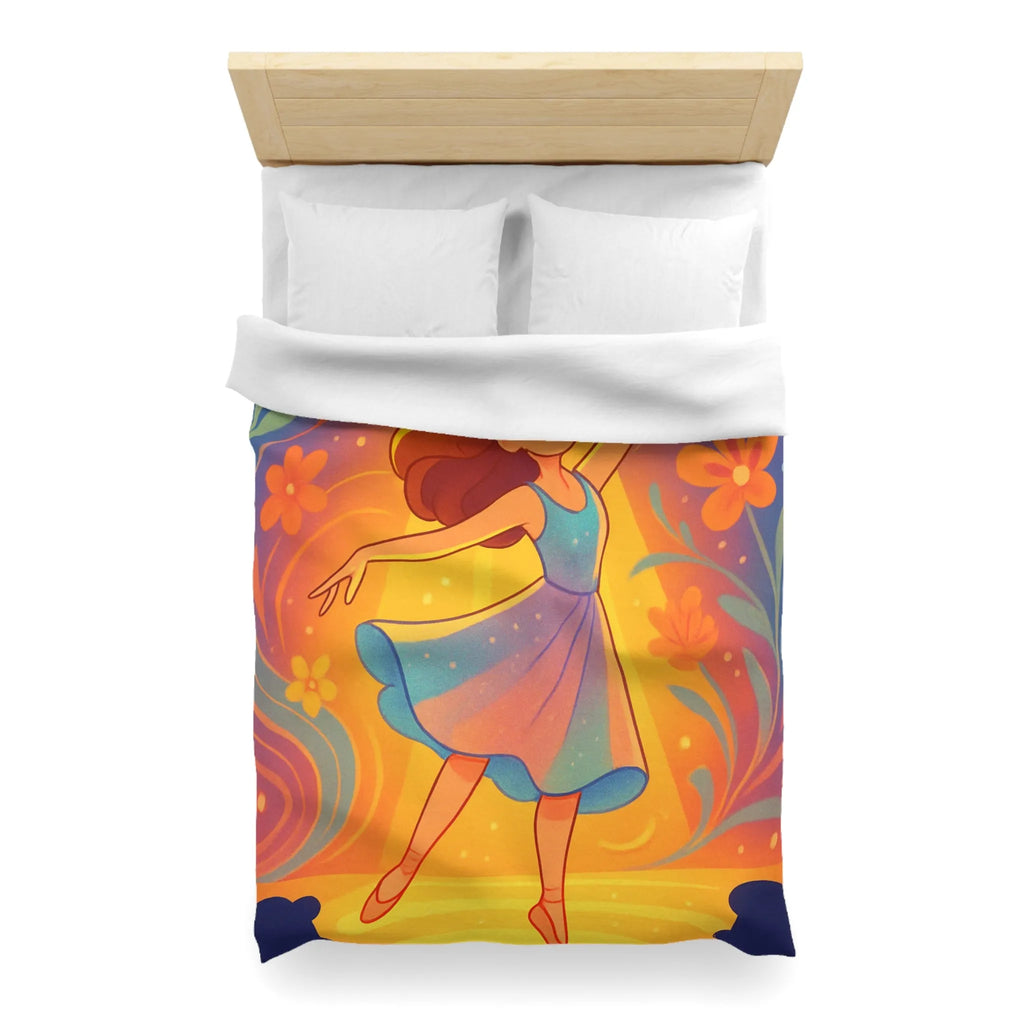 Housse de couette danseuse élégante aux couleurs vives et fleurs lumineuses captivantes