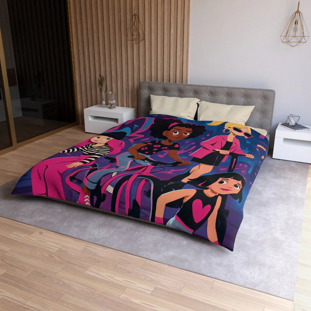 Housse de Couette Microfibre Art Graphique Contemporain Style Décoratif Chambre Tendance