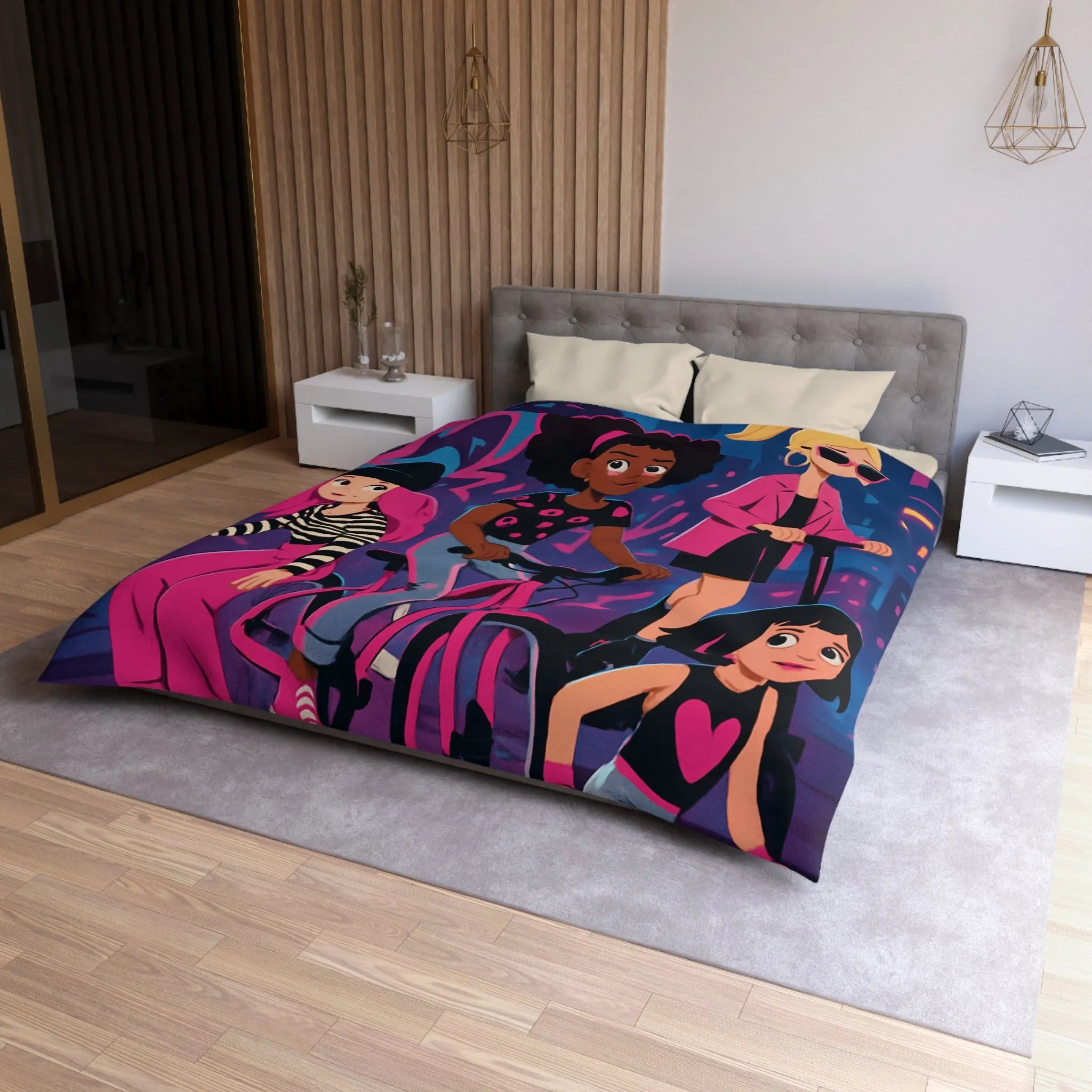 Housse de Couette Microfibre Art Graphique Contemporain Style Décoratif Chambre Tendance
