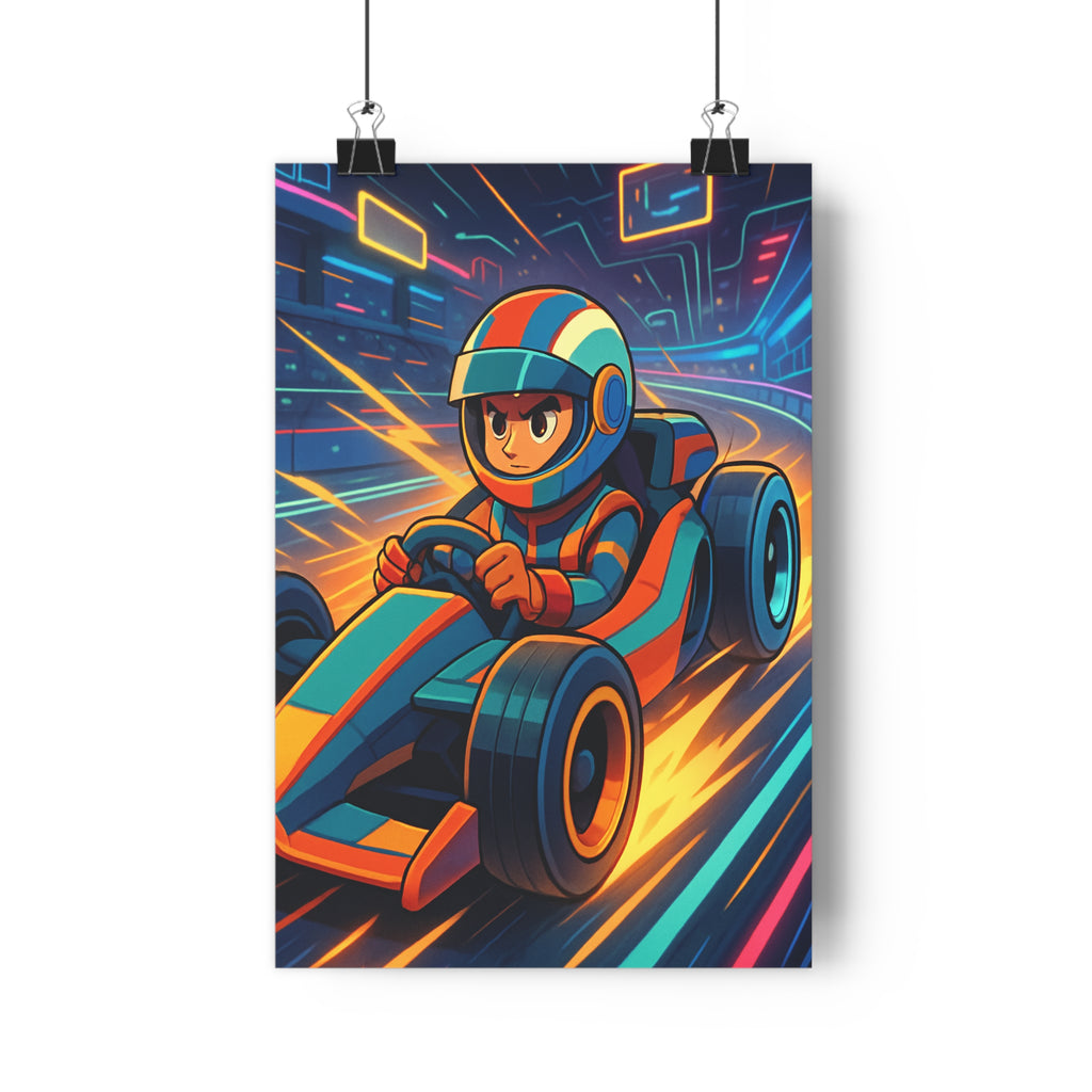 Poster décoratif moderne course formule ambiance futuriste coloré énergique chambre jeu enfant 30x46 qualité