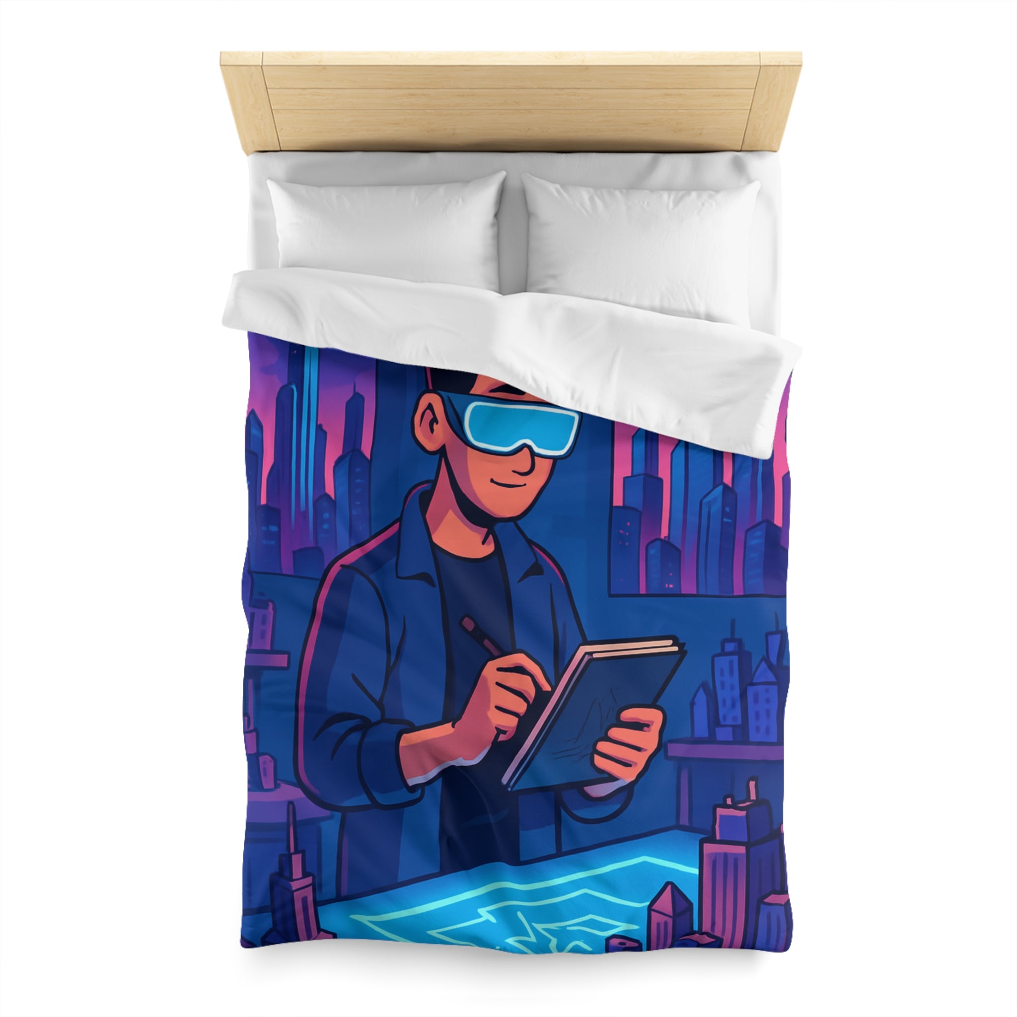 Housse de Couette Microfibre Illustration Unique Design Moderne Décoration Intérieure Raffinée