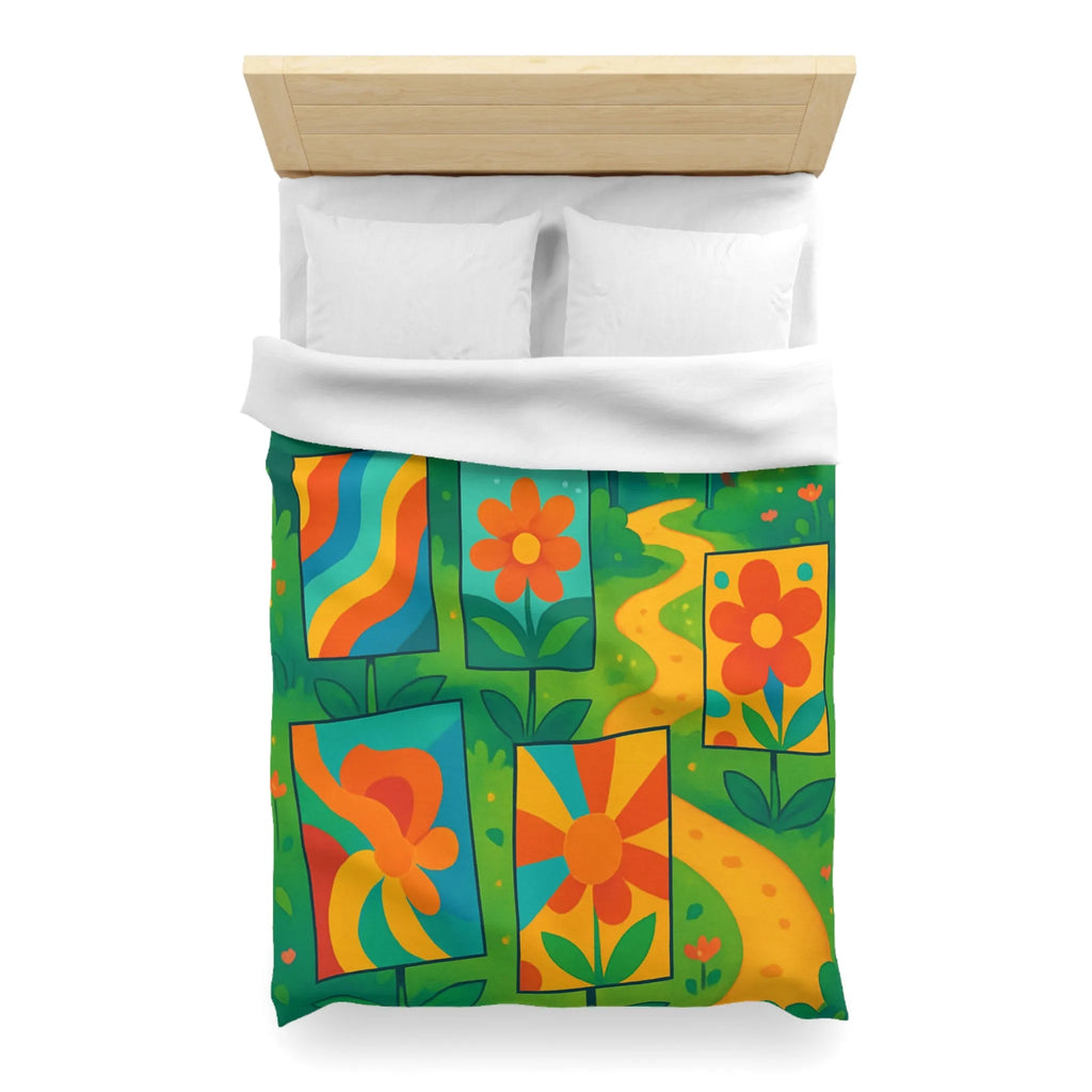 Housse de couette colorée avec fleurs et papillons pour chambre moderne et vivante