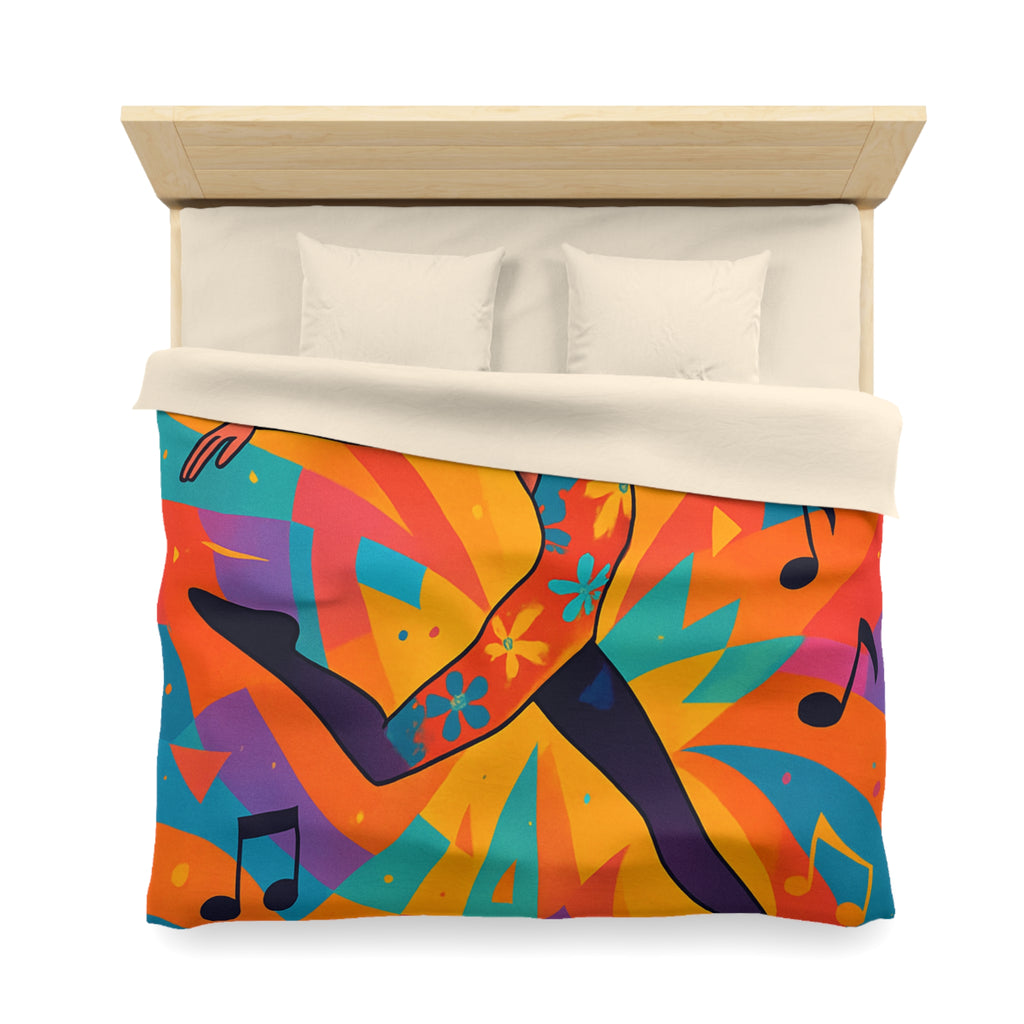 Housse de couette vibrante avec danseur aux couleurs éclatantes et motifs musicaux