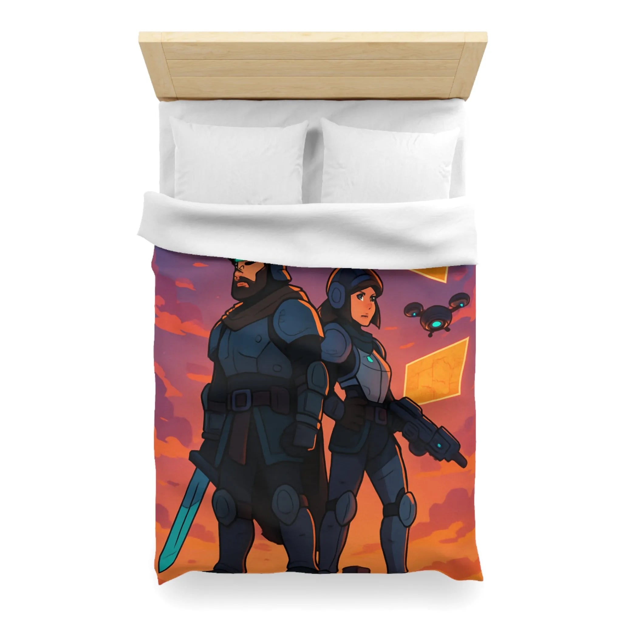 Explorez des mondes futuristes avec cette housse de couette au design captivant