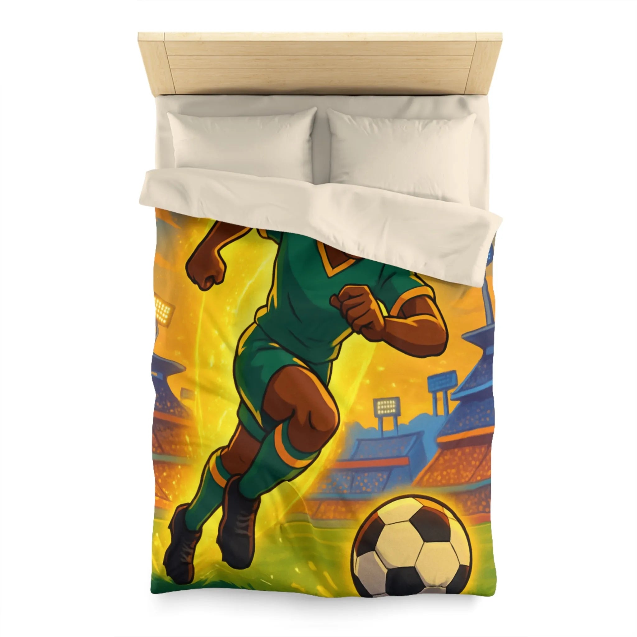 Housse de Couette Inspirée Footballeur Dessin Animé Dynamique pour Chambre de Supporter Passionné