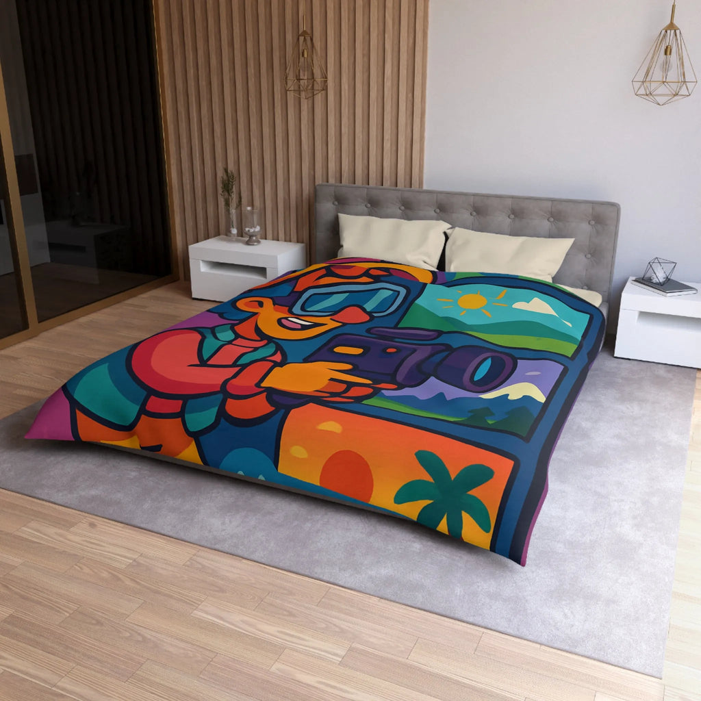Housse de Couette Microfibre Art Graphique Contemporain Style Décoratif Chambre Tendance