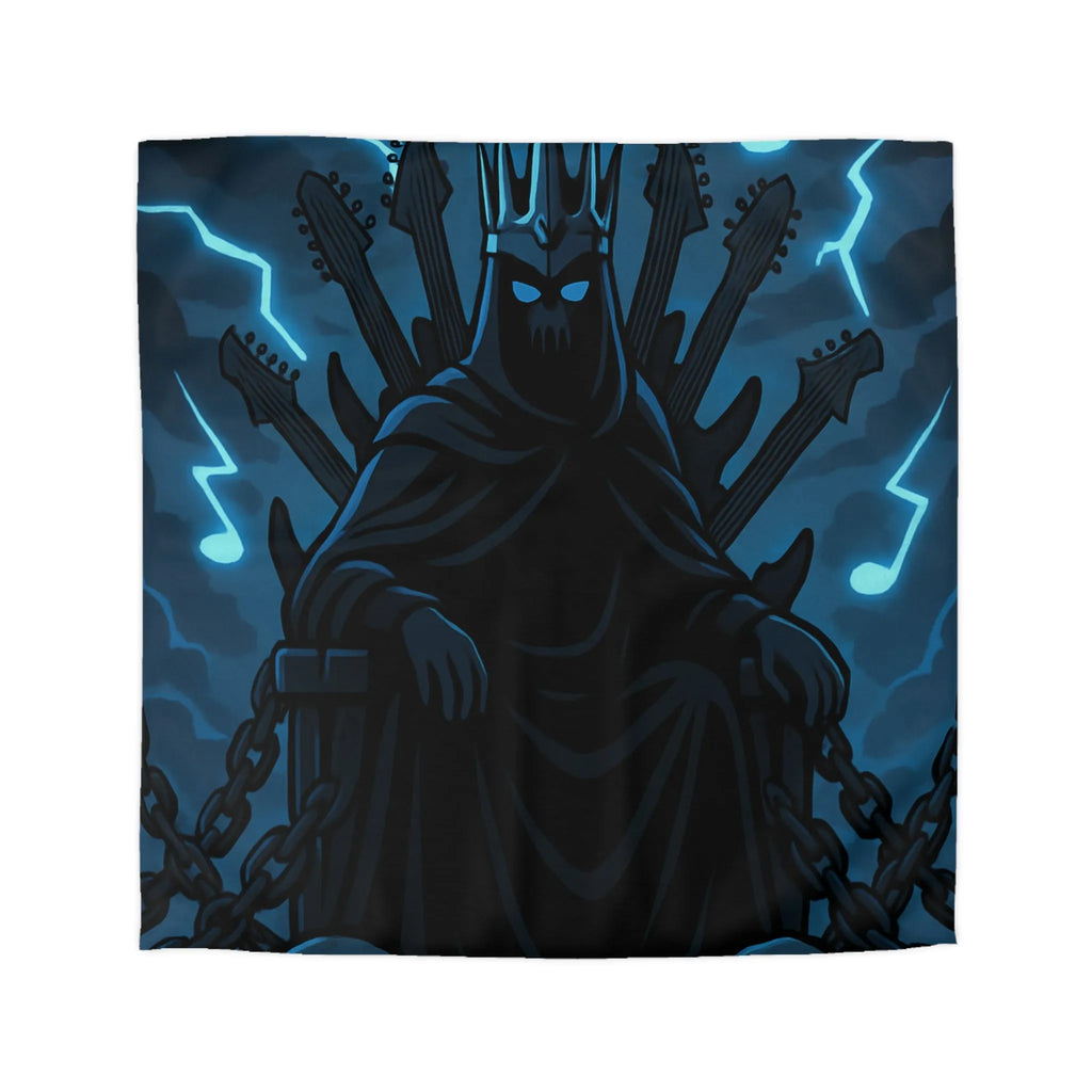 Housse de Couette Gothique Musicien Roi Ténébreux avec Throne de Guitares et Crânes