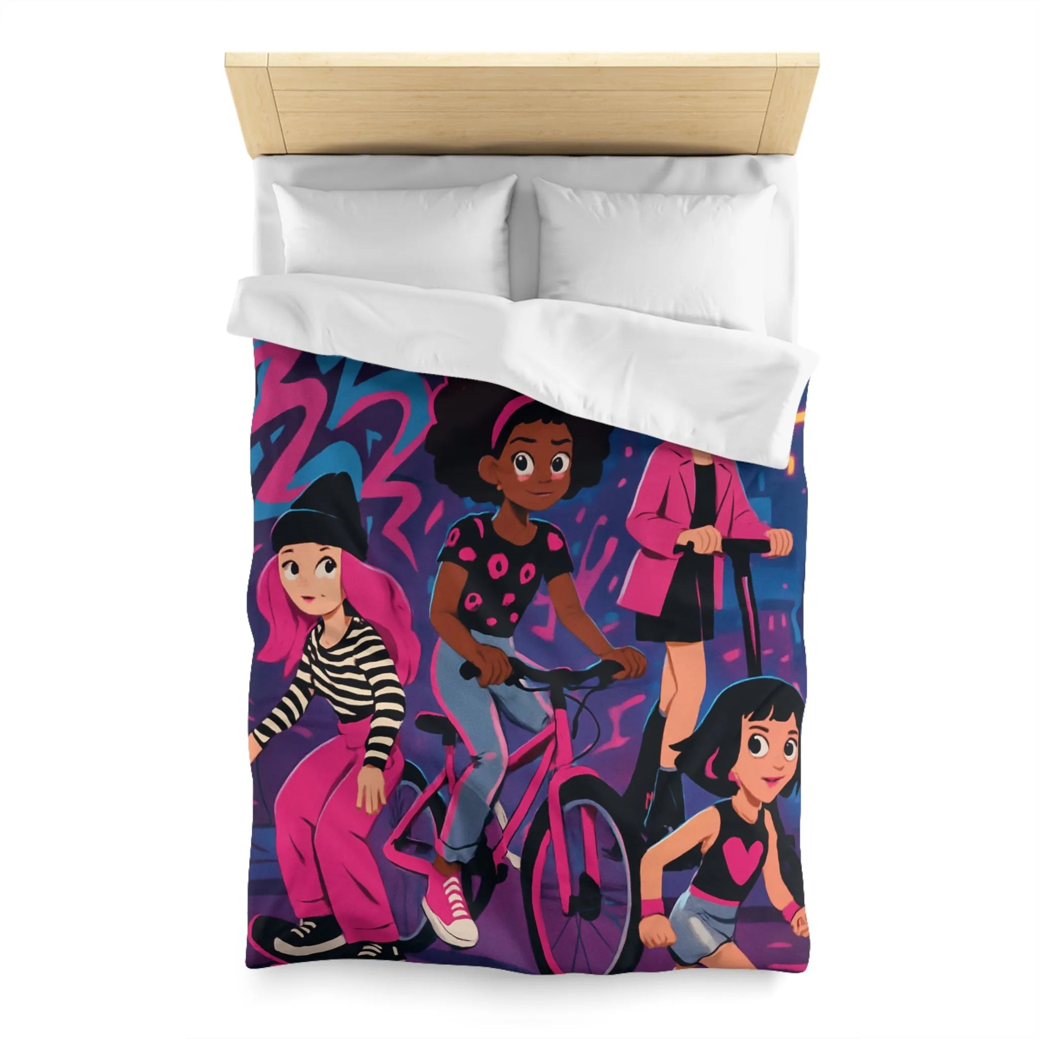 Housse de Couette Microfibre Art Graphique Contemporain Style Décoratif Chambre Tendance