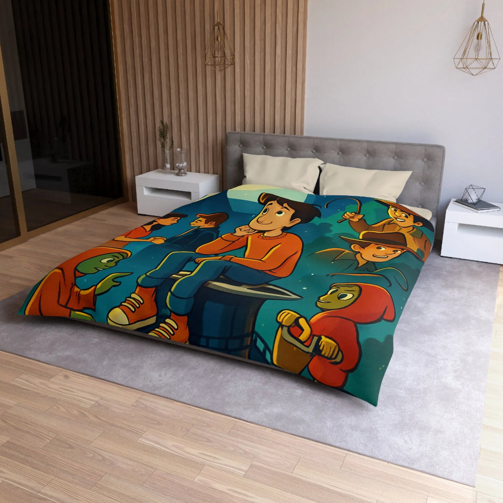 Housse de Couette Microfibre Art Graphique Contemporain Style Décoratif Chambre Tendance